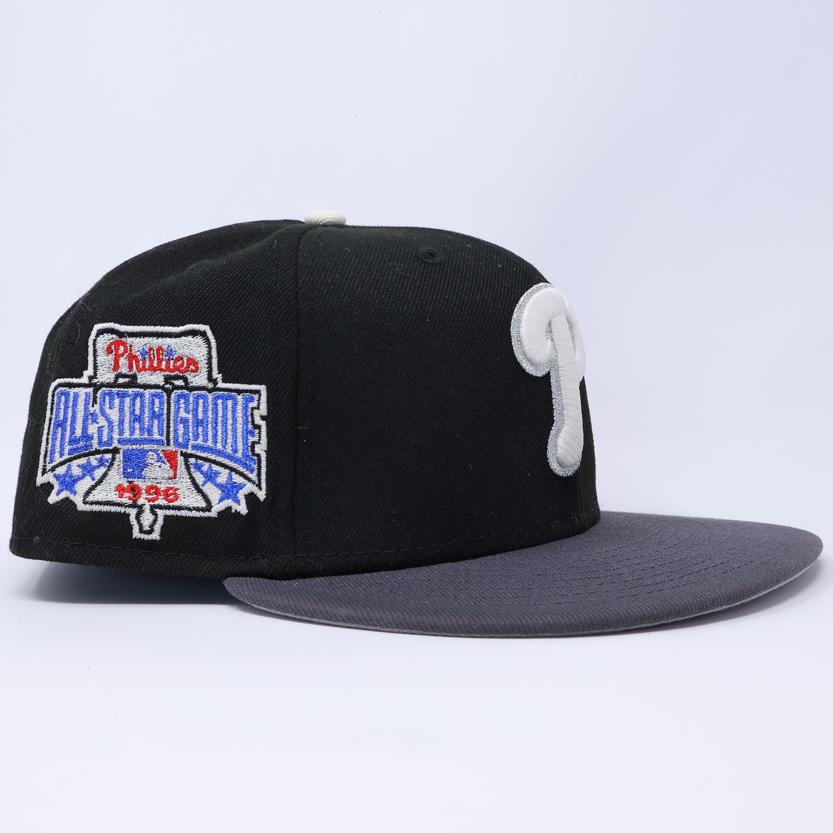 USED 1/2 Black Philadelphia Phillies 1996 All-Star Game 59fifty New Era Fitted Hat Cap