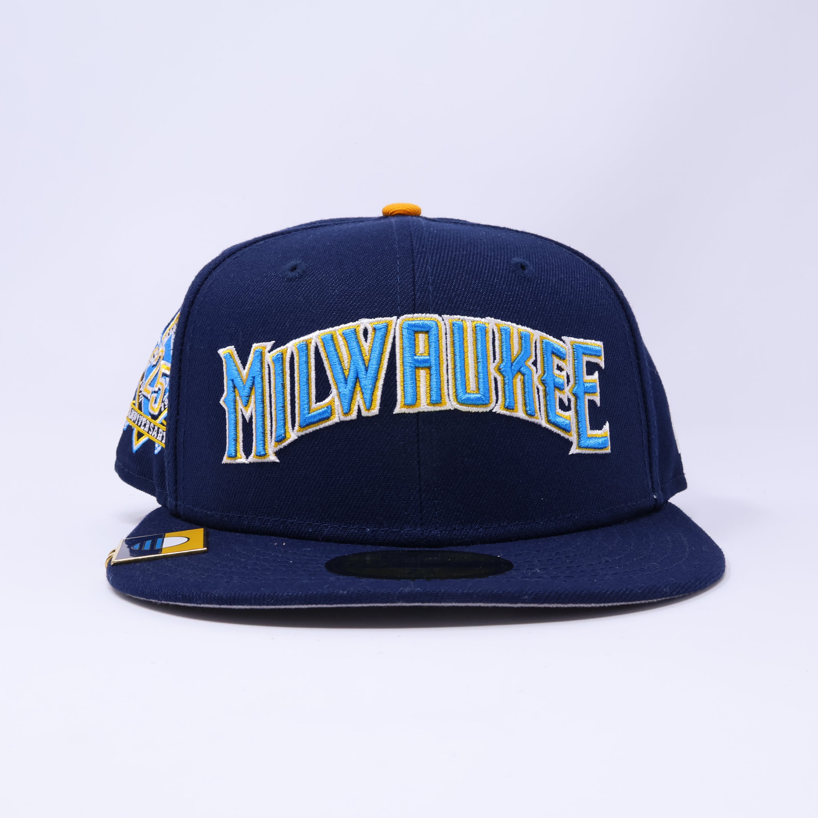 NWT 1/4 Navy Milwaukee Brewers 25th Anniversary 59fifty New Era Fitted Hat Cap