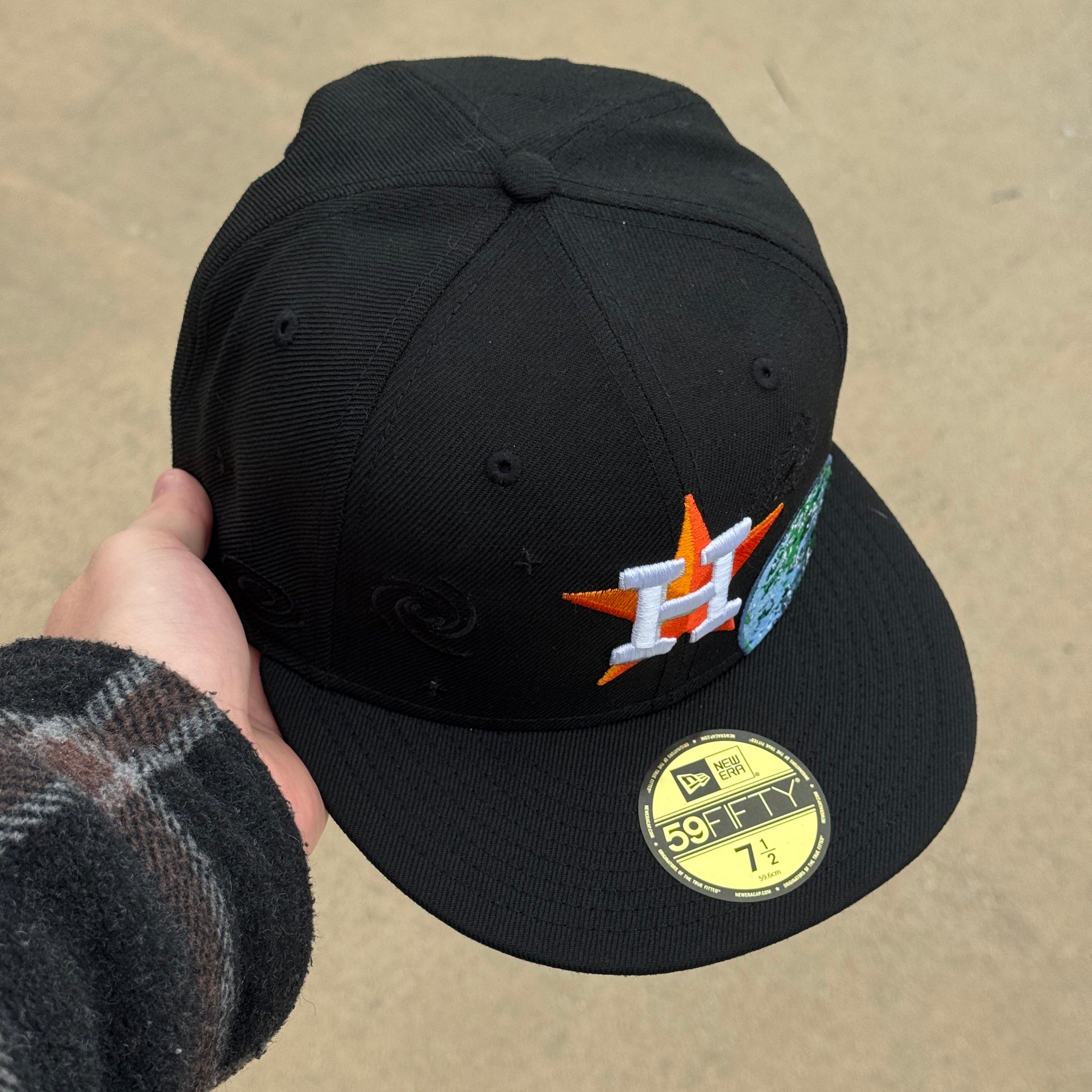 NWT 1/2 Black Houston Astros World Astro 59fifty New Era Fitted Hat Cap