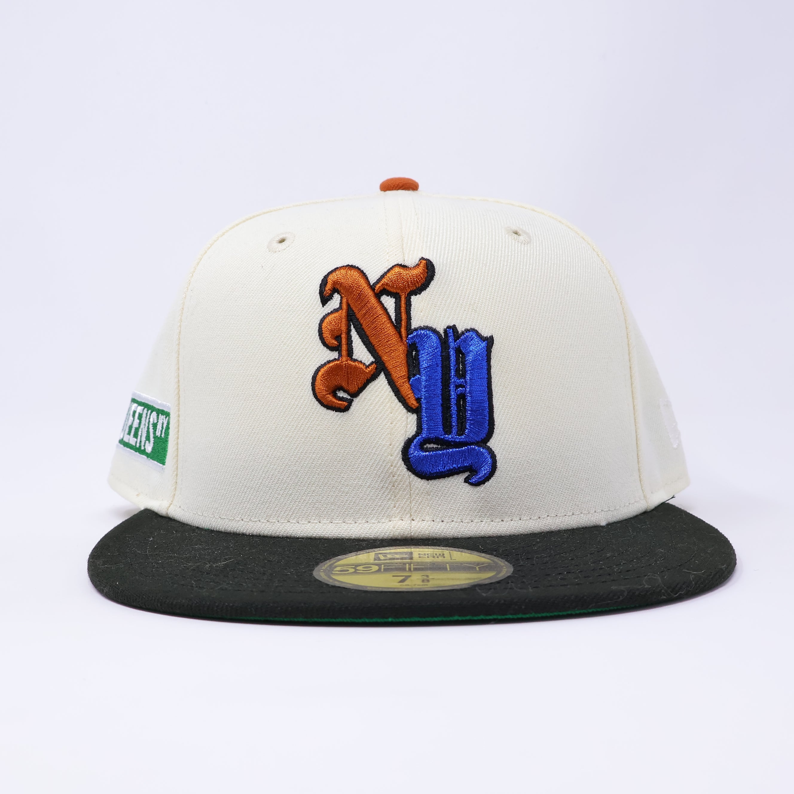 NWT 3/8 Chrome New York Queens Burrough 59fifty New Era Fitted Hat Cap
