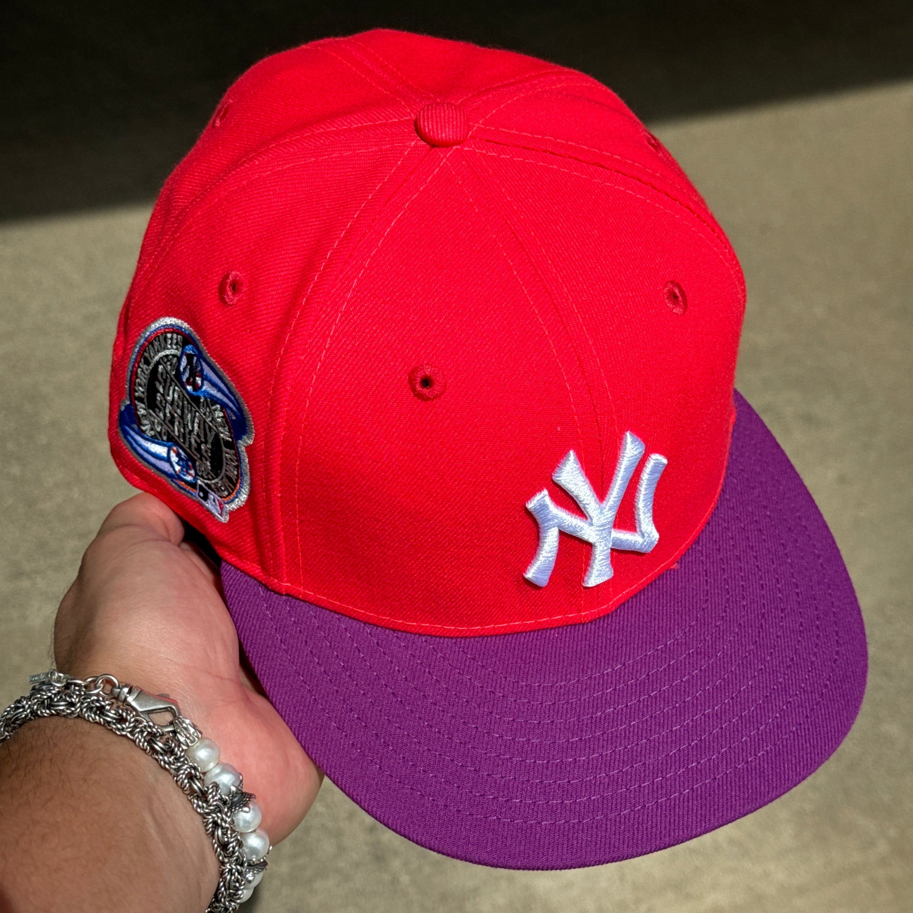 USED 5/8 Pink New York Yankees Subway Series 59fifty New Era Fitted Hat Cap