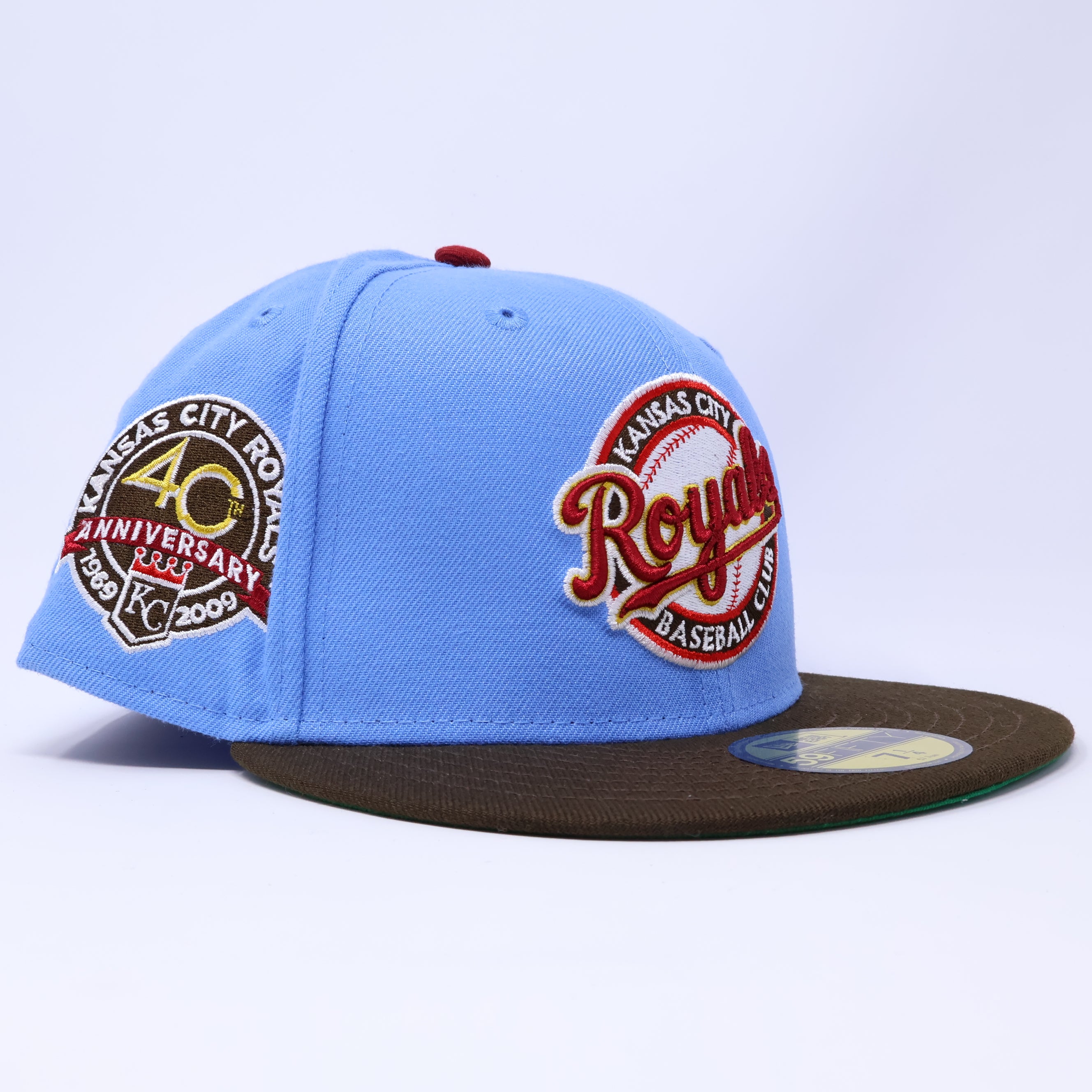 NWT 1/4 Blue Kansas City Royals 40th Anniversary 59fifty New Era Fitted Hat Cap
