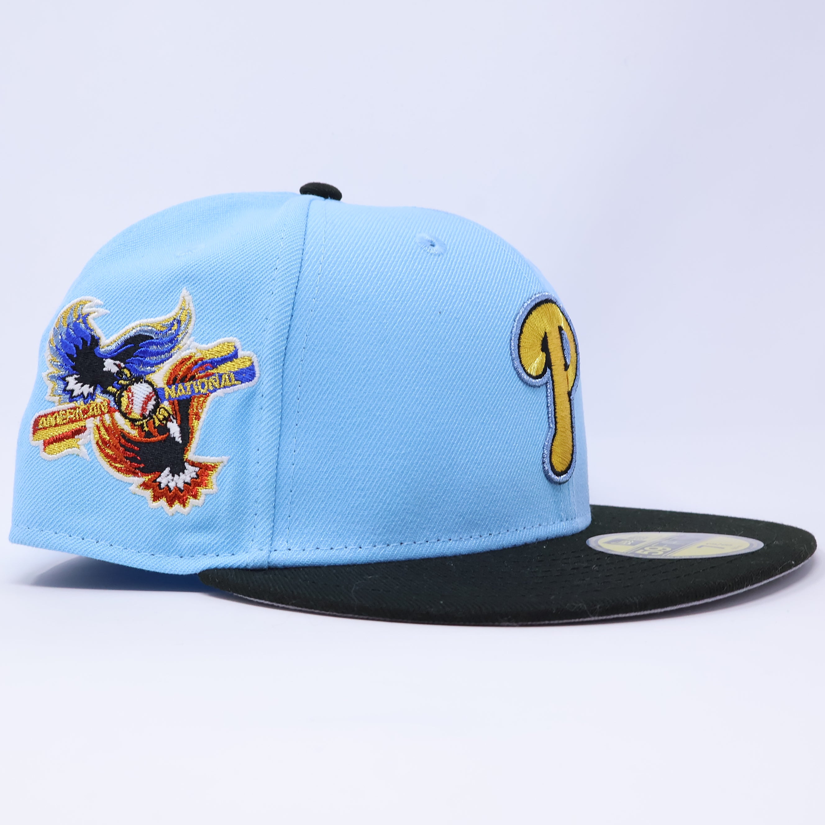 NWT 3/8 Blue Philadelphia Phillies American National Patch 59fifty New Era Fitted Hat Cap