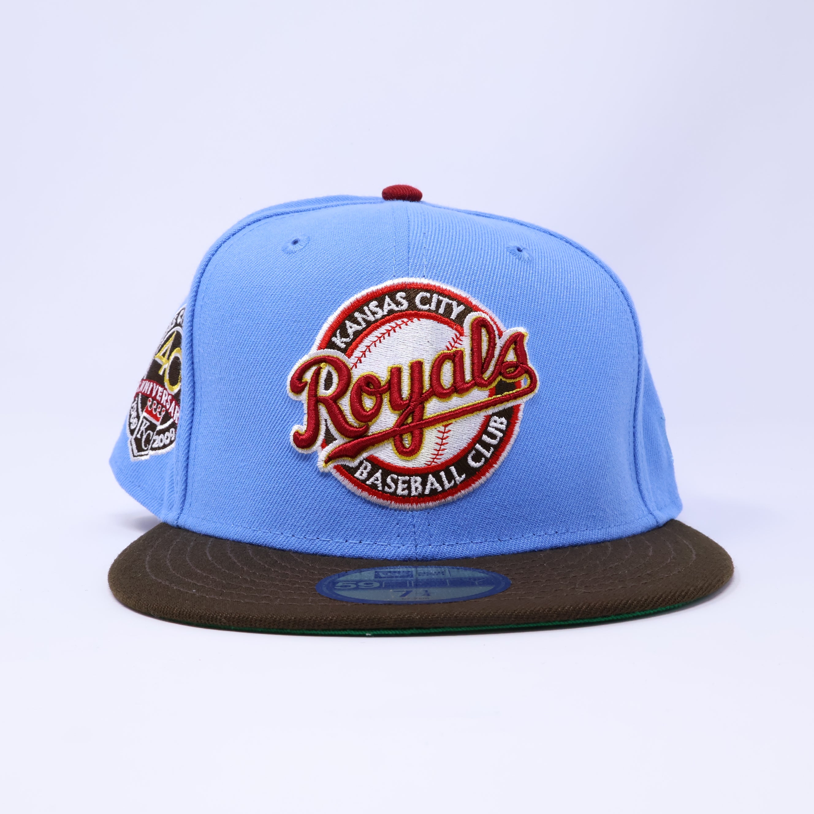 NWT 1/4 Blue Kansas City Royals 40th Anniversary 59fifty New Era Fitted Hat Cap