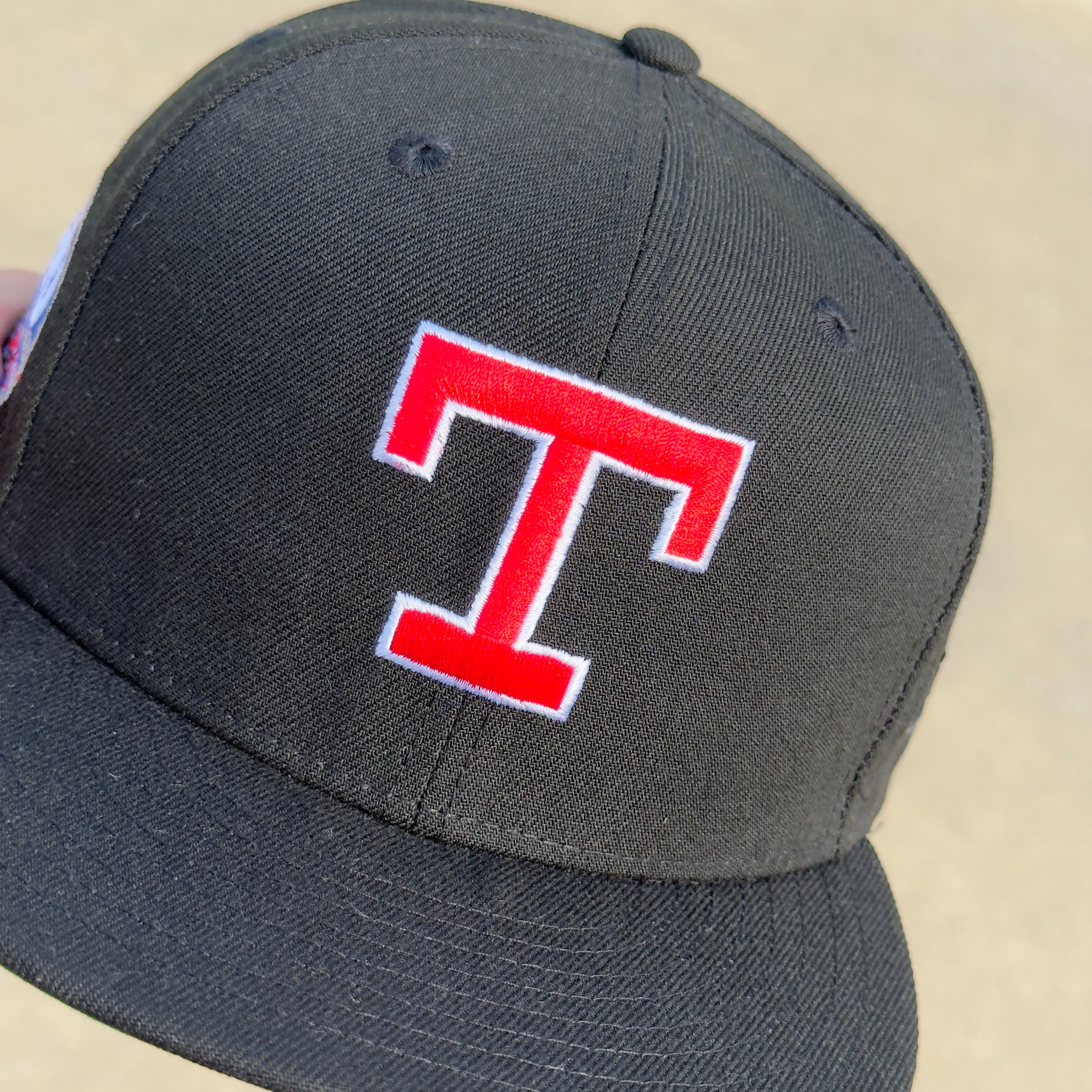 7 3/8 USED Black Dallas Texas Rangers 40th Anniversary 59fifty New Era Fitted Hat Cap