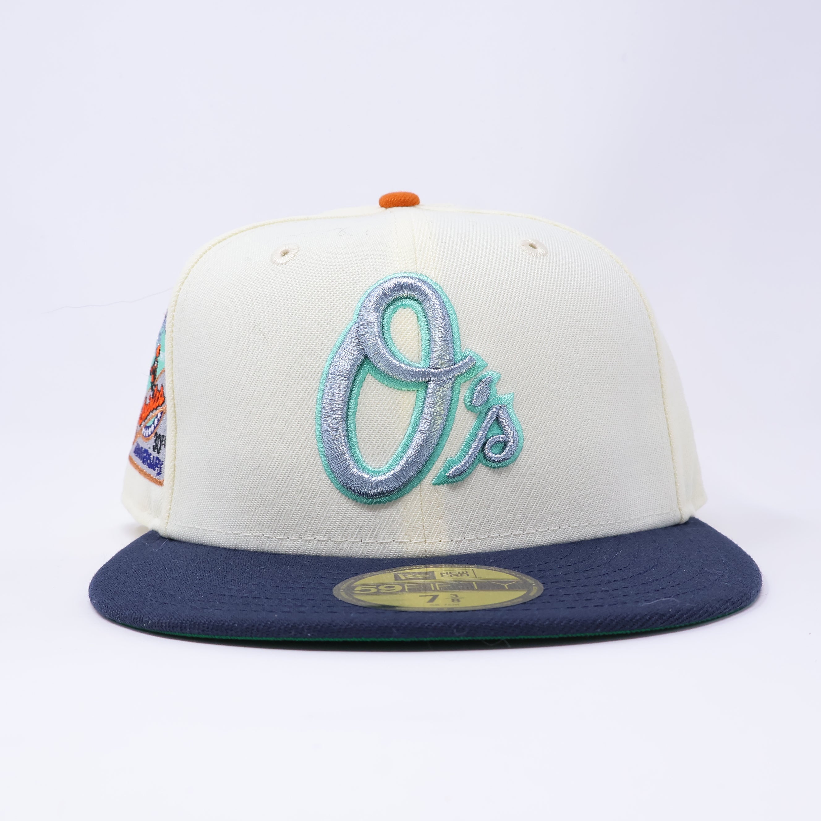 NWT 3/8 Chrome Baltimore Orioles 30th Anniversary 59fifty New Era Fitted Hat Cap
