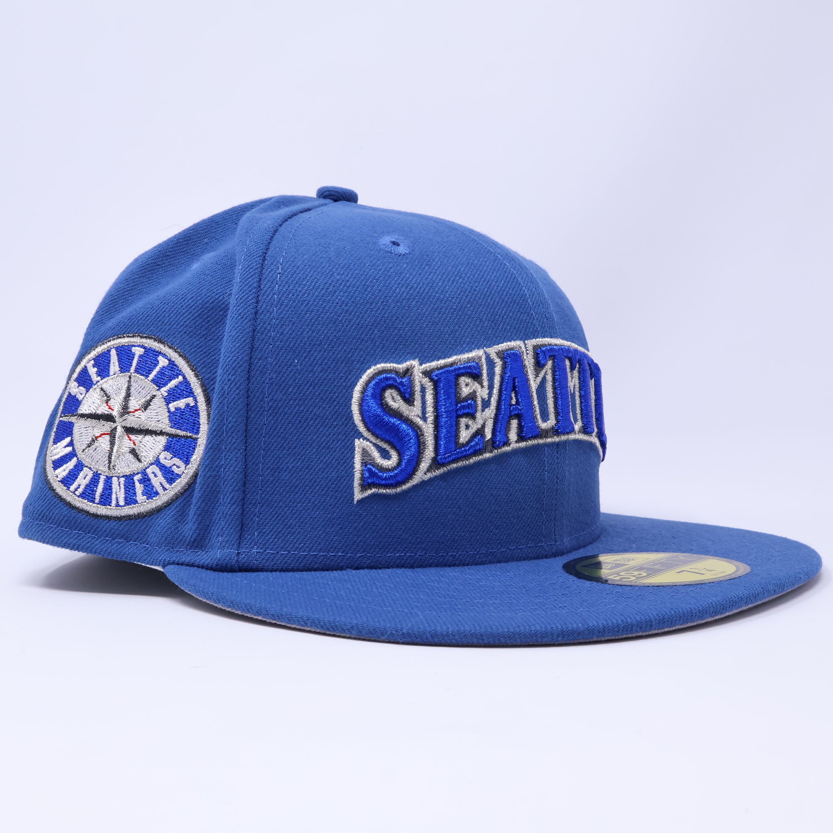 NWT 1/4 Blue Seattle Mariners Compass Logo 59fifty New Era Fitted Hat Cap