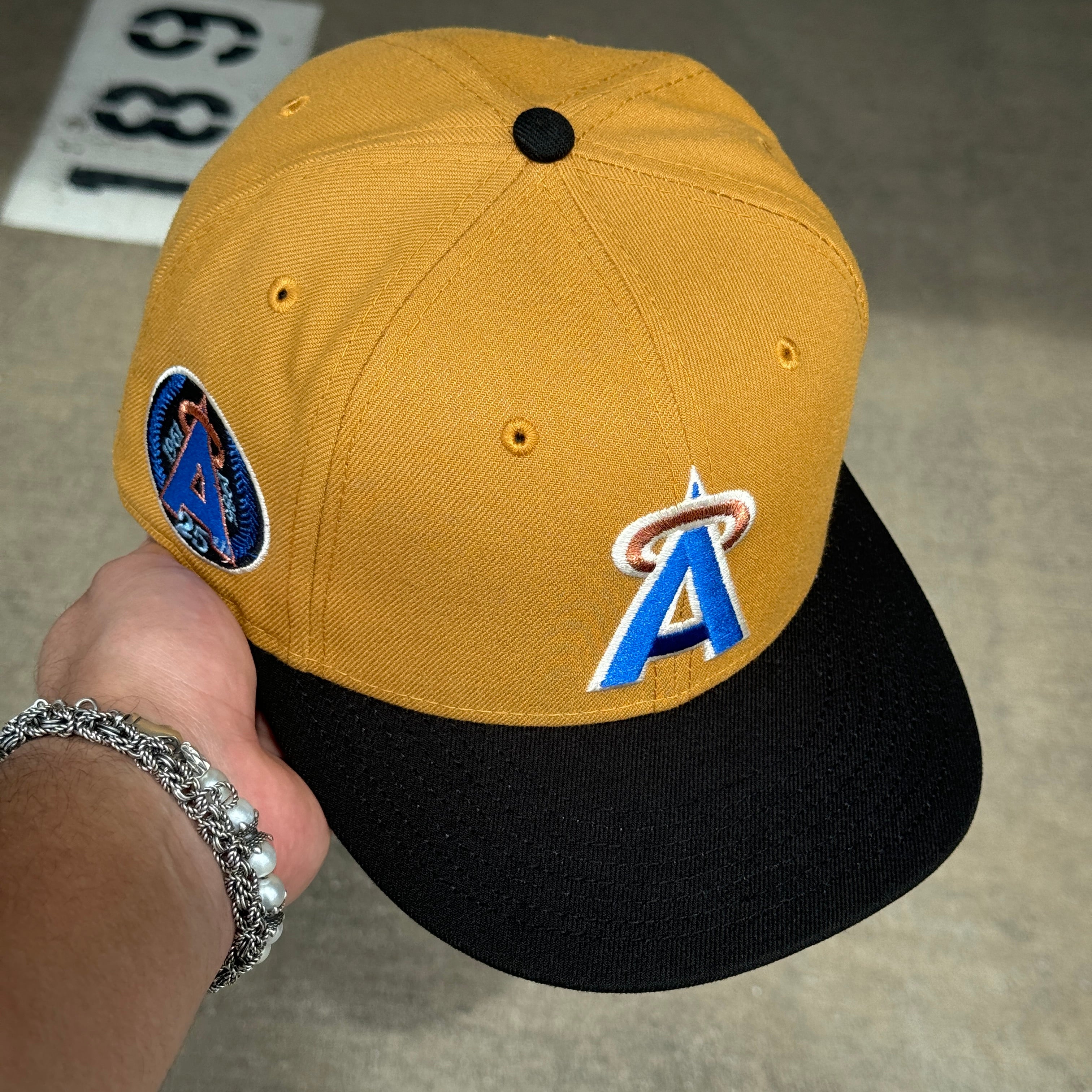 USED 5/8 Bronze California Angels 25th Anniversary 59fifty New Era Fitted Hat Cap