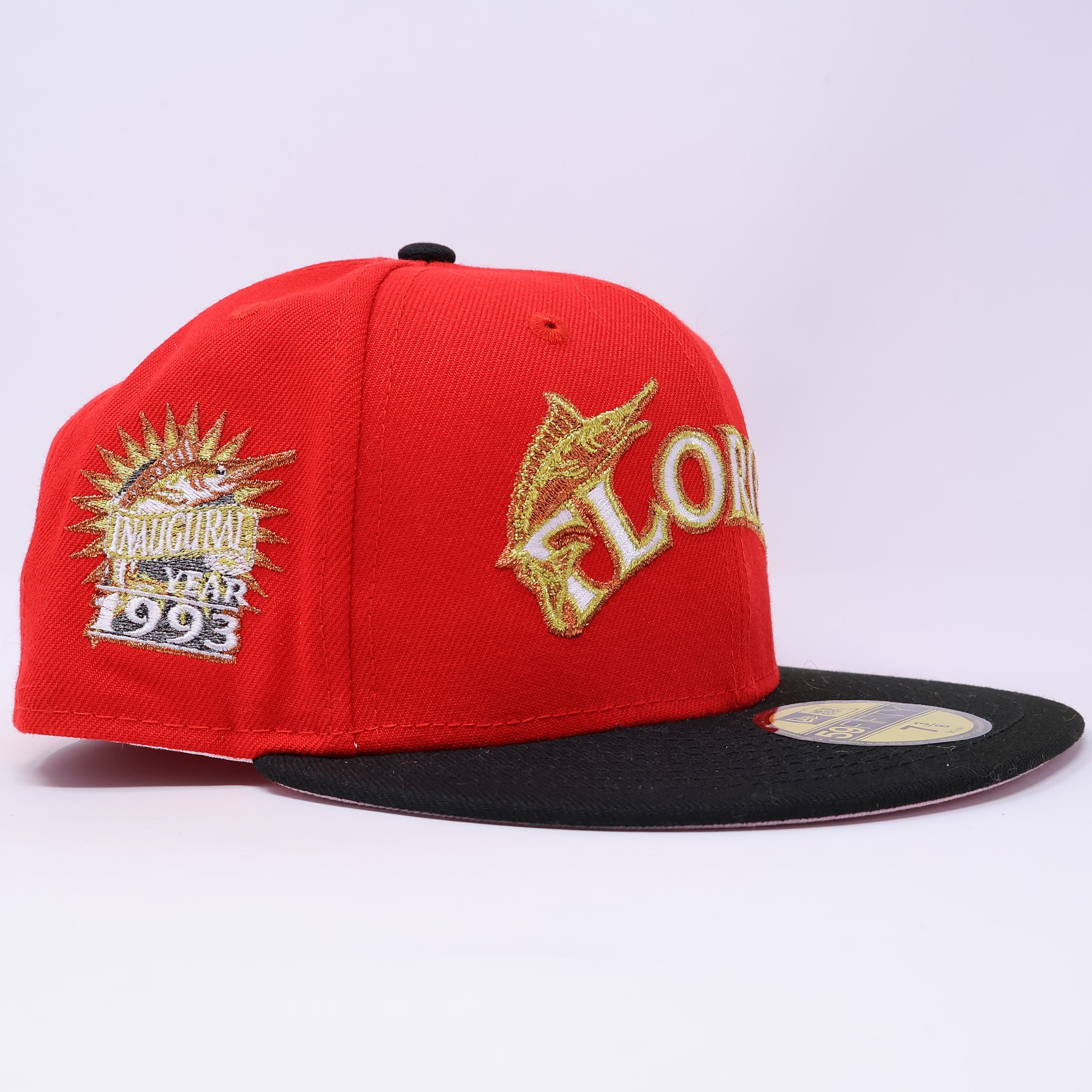 NWT 3/8 Red Florida Marlins 1993 Inaugural 59fifty New Era Fitted Hat Cap