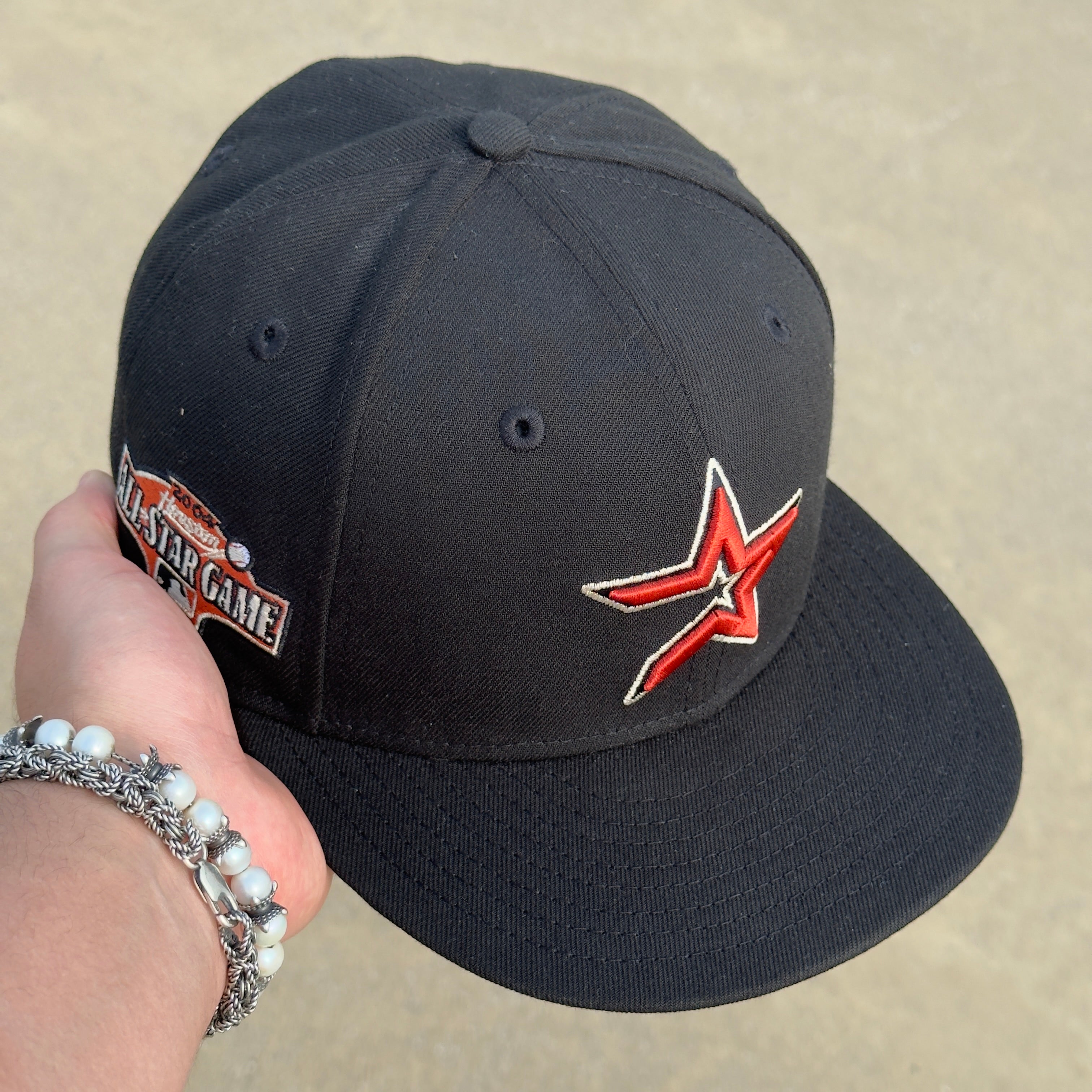 7 3/8 USED Black Houston Astros All Star Game 59fifty New Era Fitted Hat Cap