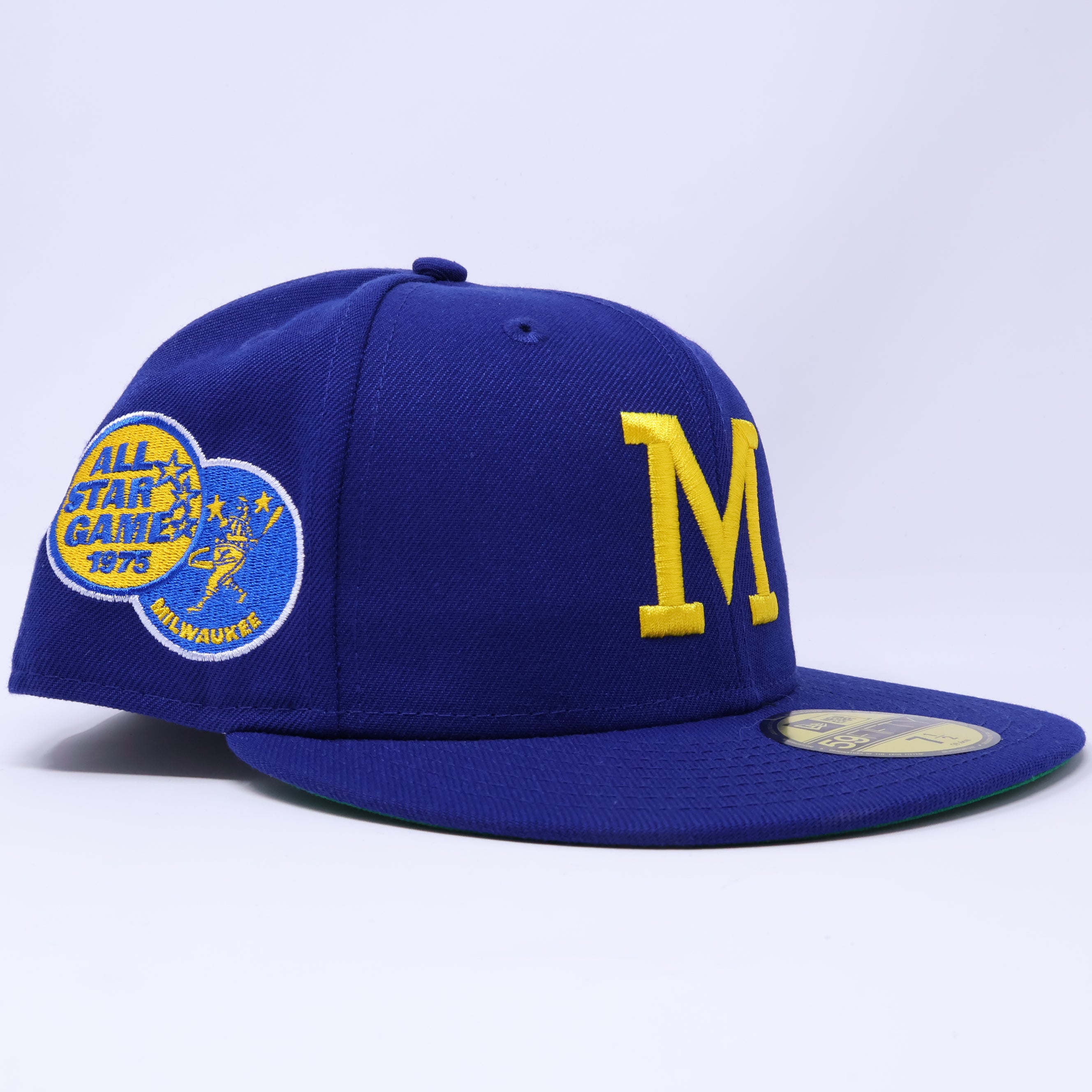 NWT 1/2 Blue Milwaukee Brewers 1975 All Star Game 59fifty New Era Fitted Hat Cap
