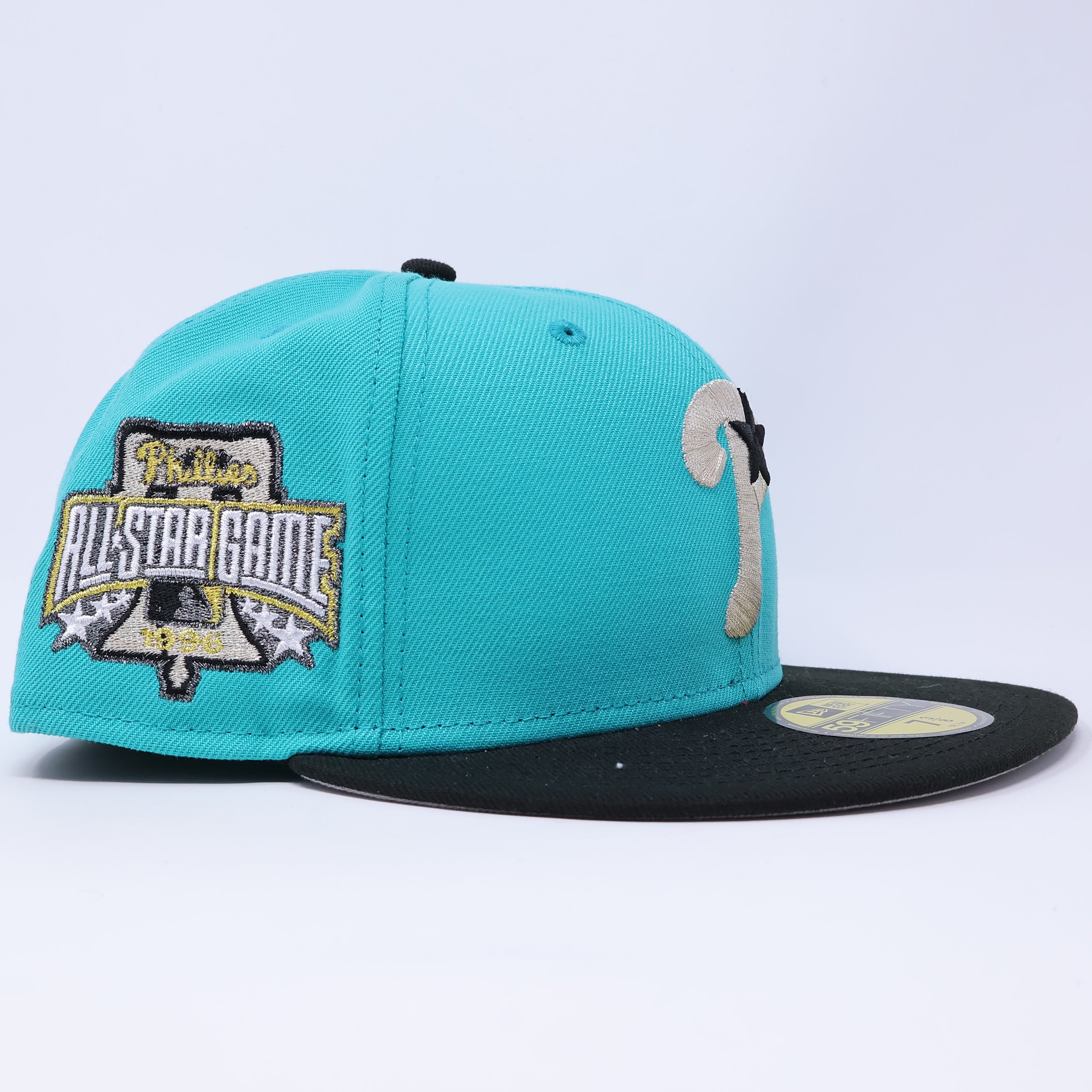 NWT 3/8 Turquoise Philadelphia Phillies 1996  All-Star Game 59fifty New Era Fitted Hat Cap