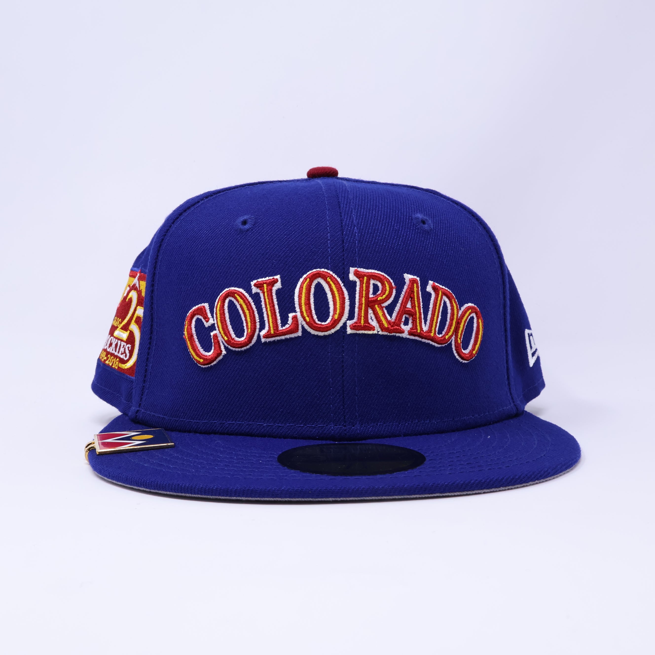 NWT 1/4 Blue Colorado Rockies 25th Anniversary 59fifty New Era Fitted Hat Cap