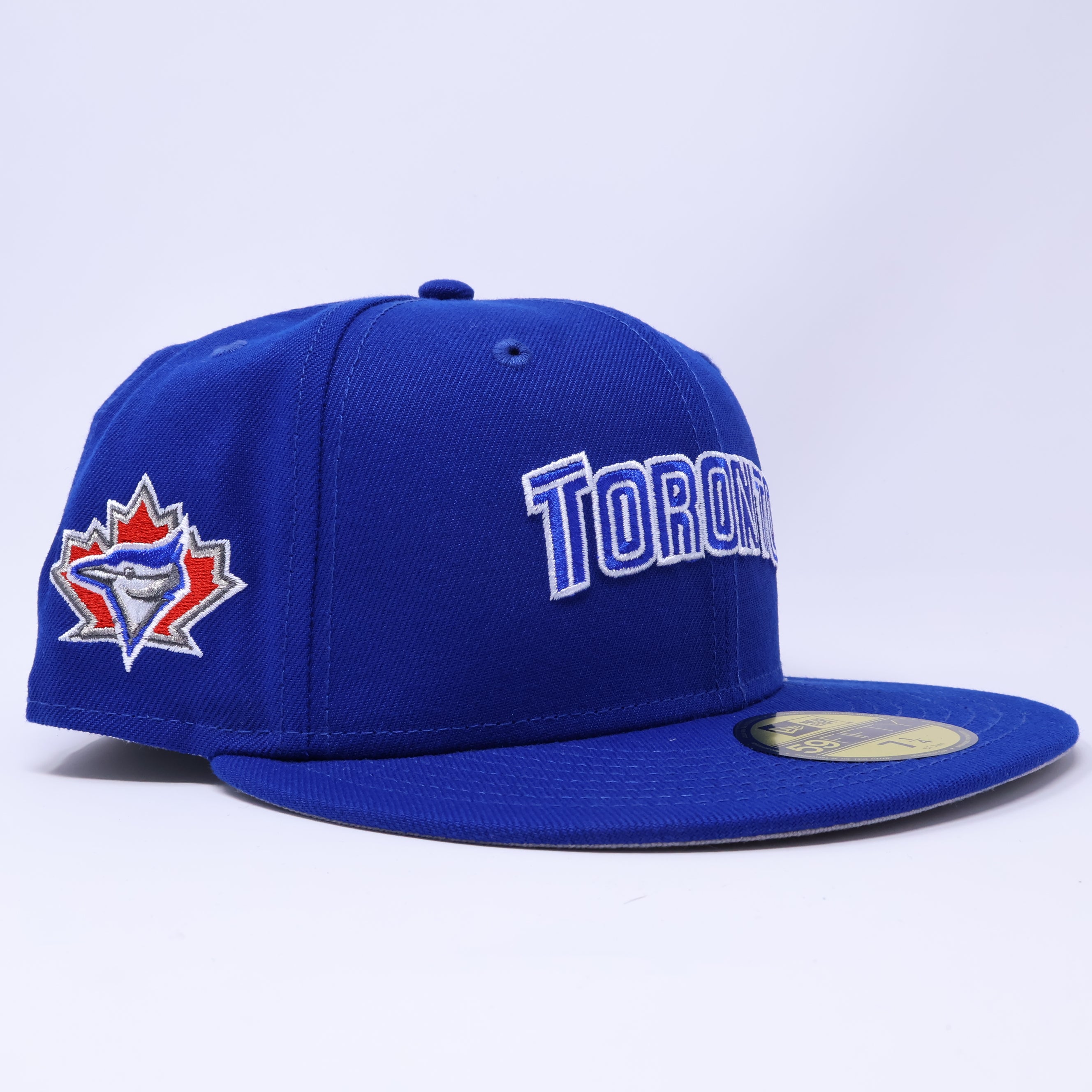 NWT 1/4 Blue Toronto Blue Jays Leaf Logo 59fifty New Era Fitted Hat Cap