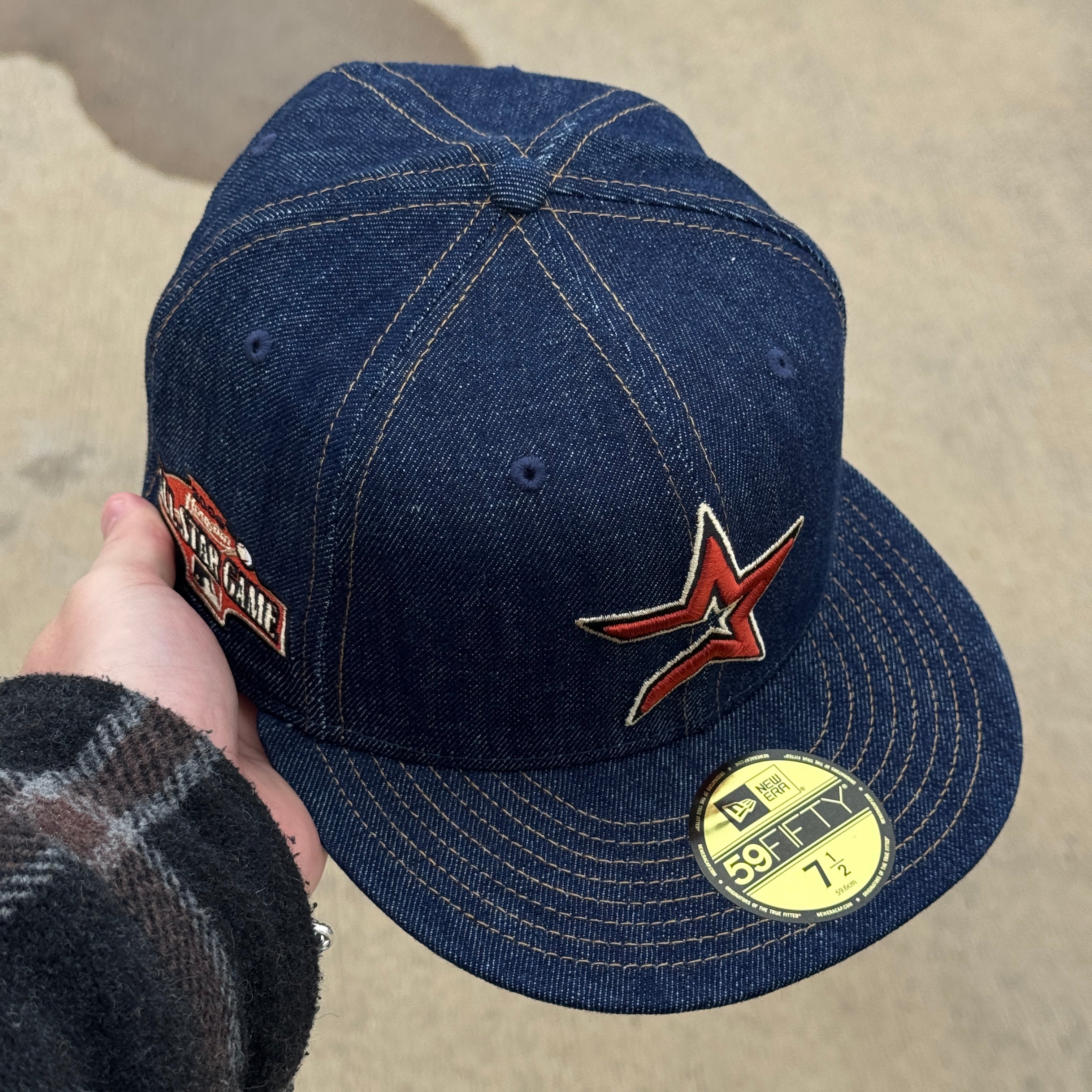 NWT 1/2 Blue Denim Houston Astros All Star Game 59fifty New Era Fitted Hat Cap