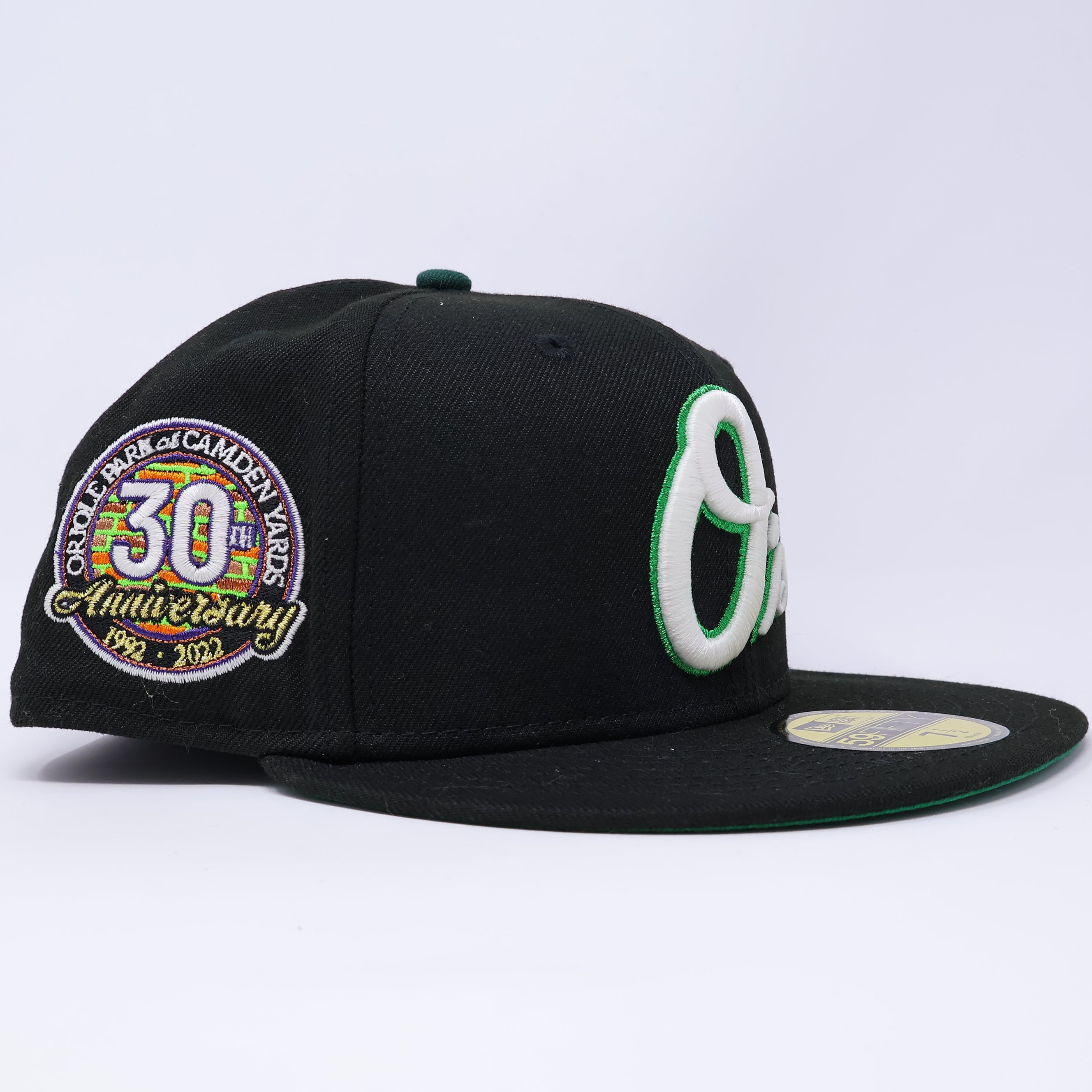 NWT 1/2 Black Baltimore Orioles 30th Anniversary 59fifty New Era Fitted Hat Cap
