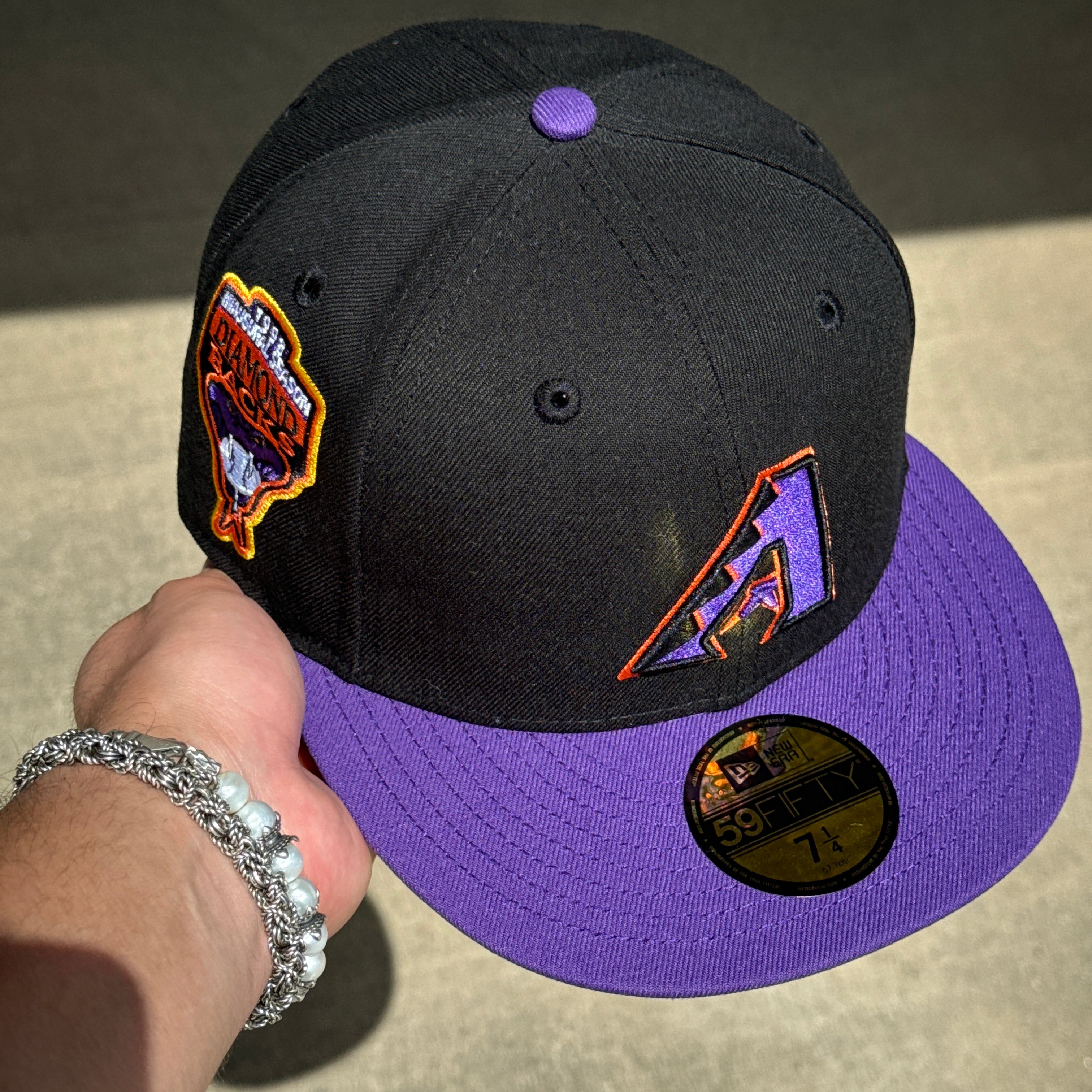 NEW 1/4 Black Arizona Diamondbacks 1998 Inaugural Season 59fifty New Era Fitted Hat Cap