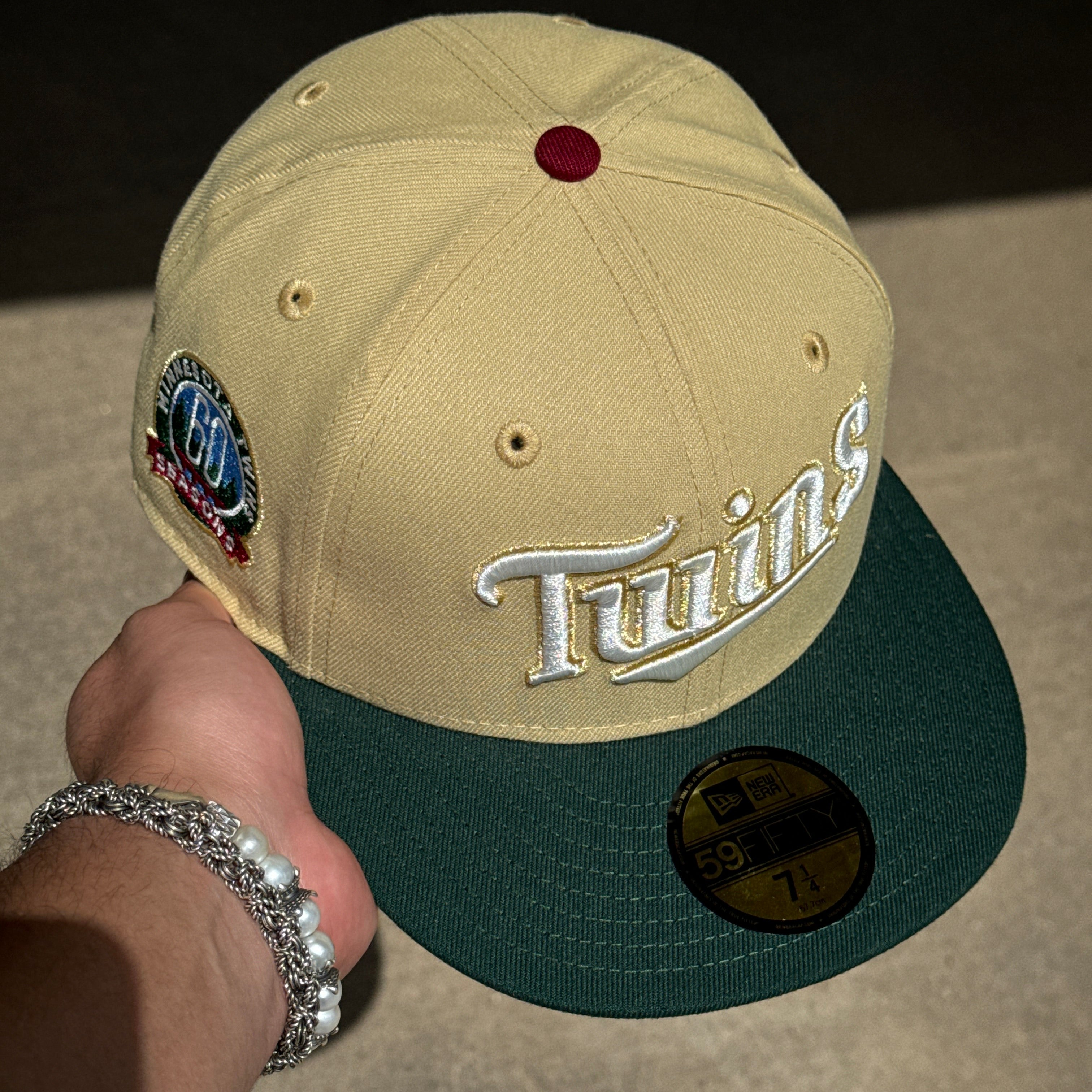 NEW 1/4 Gold Minnesota Twins 60th Season 59fifty New Era Fitted Hat Cap