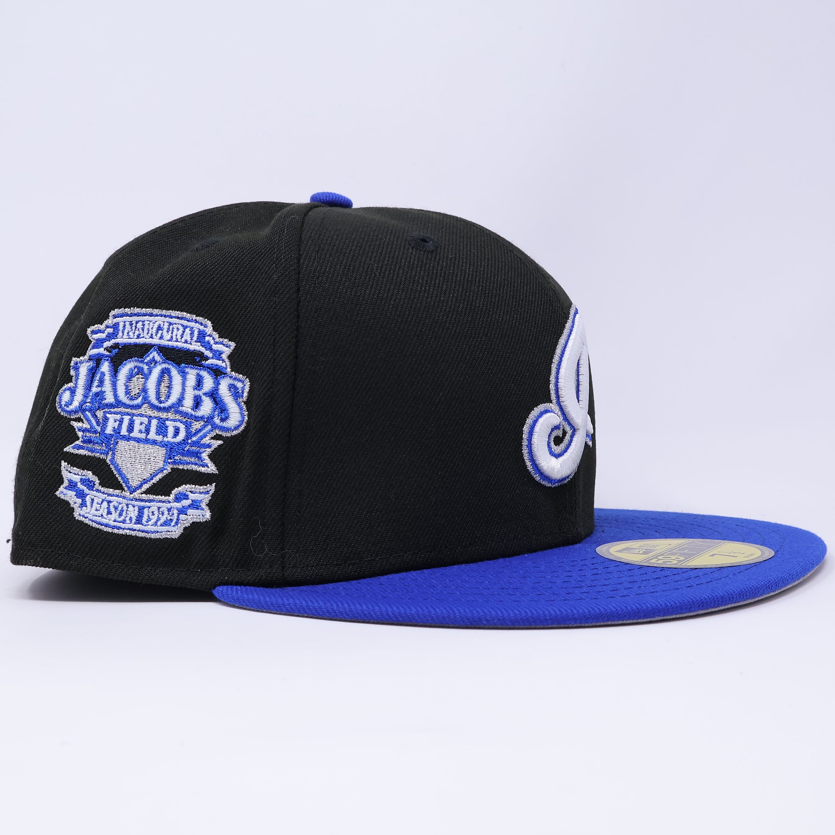 NWT 1/2 Black Cleveland Indians Jacobs Field 59fifty New Era Fitted Hat Cap