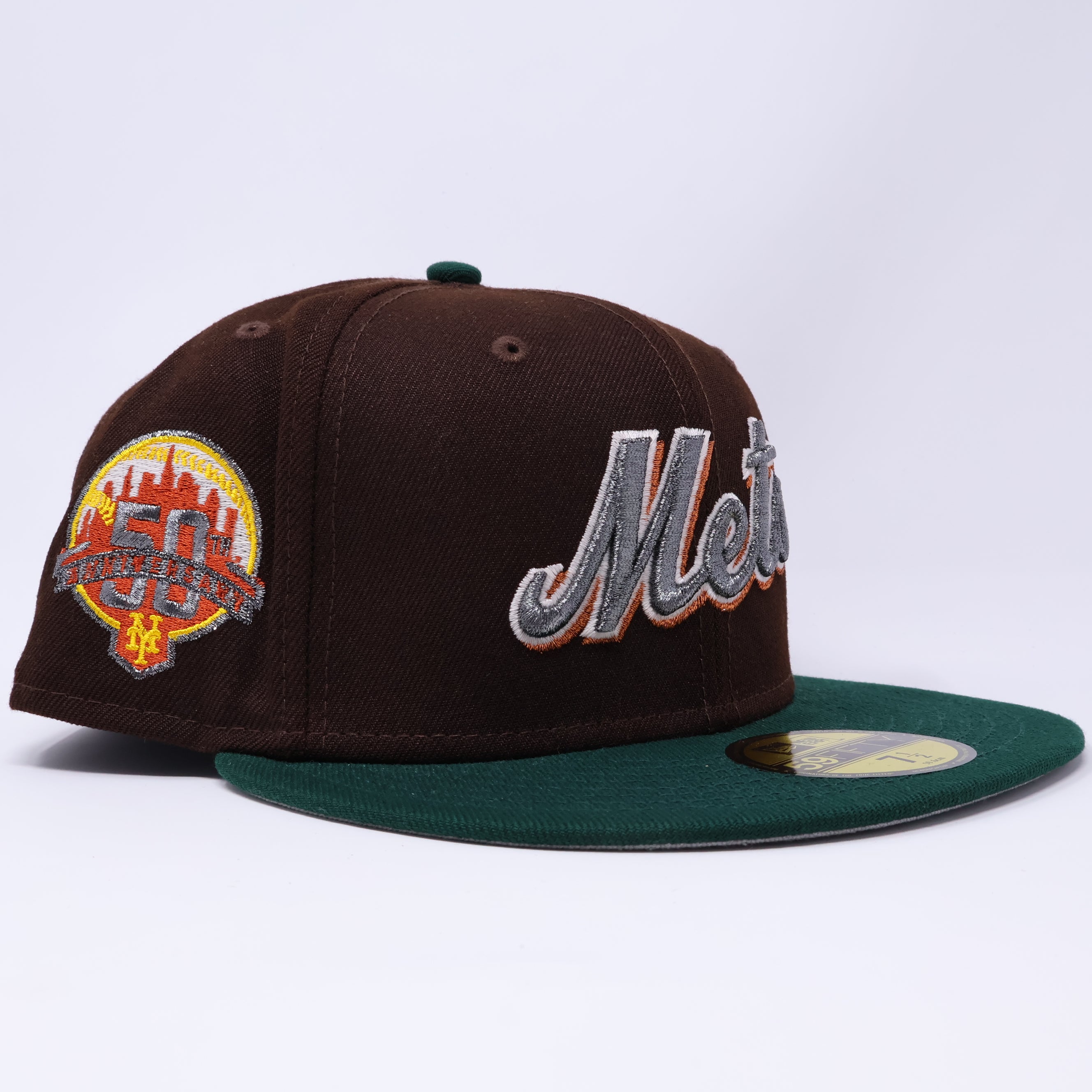 NWT 1/2 Brown New York Mets 50th Anniversary 59fifty New Era Fitted Hat Cap