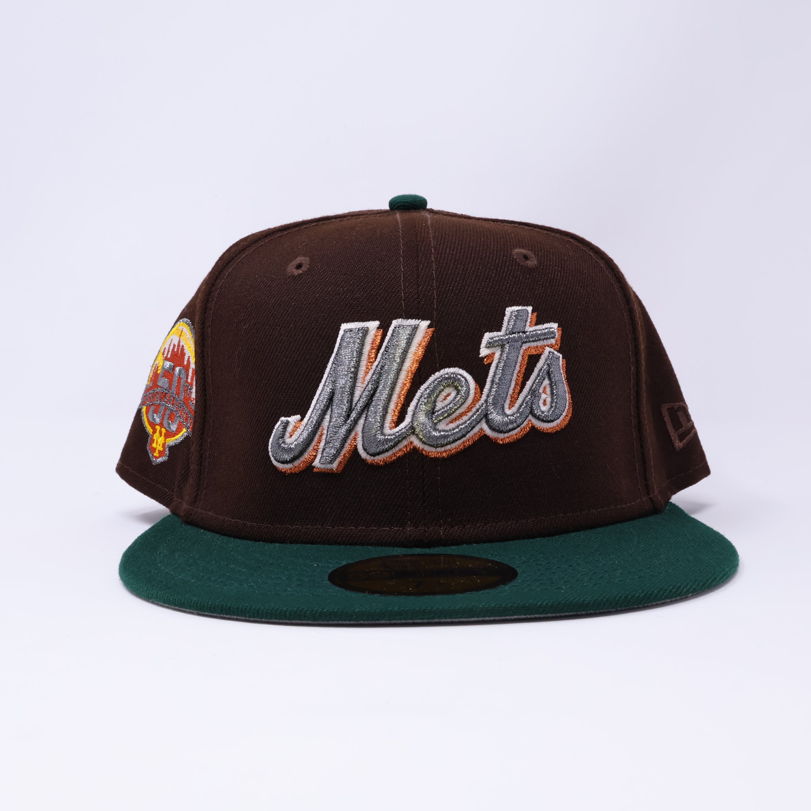 NWT 1/2 Brown New York Mets 50th Anniversary 59fifty New Era Fitted Hat Cap