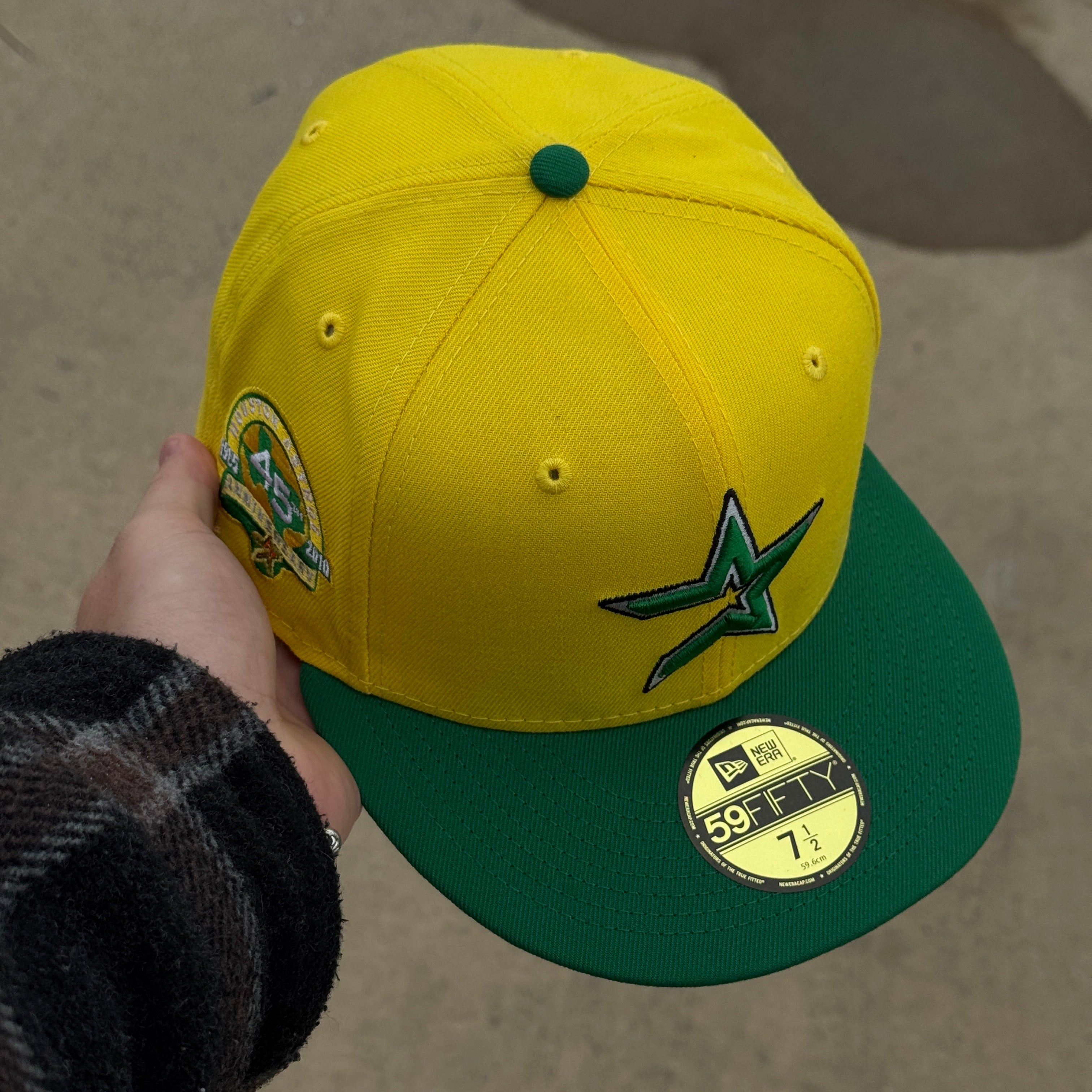 NWT 1/2 Yellow Houston Astros 45th Anniversary 59fifty New Era Fitted Hat Cap
