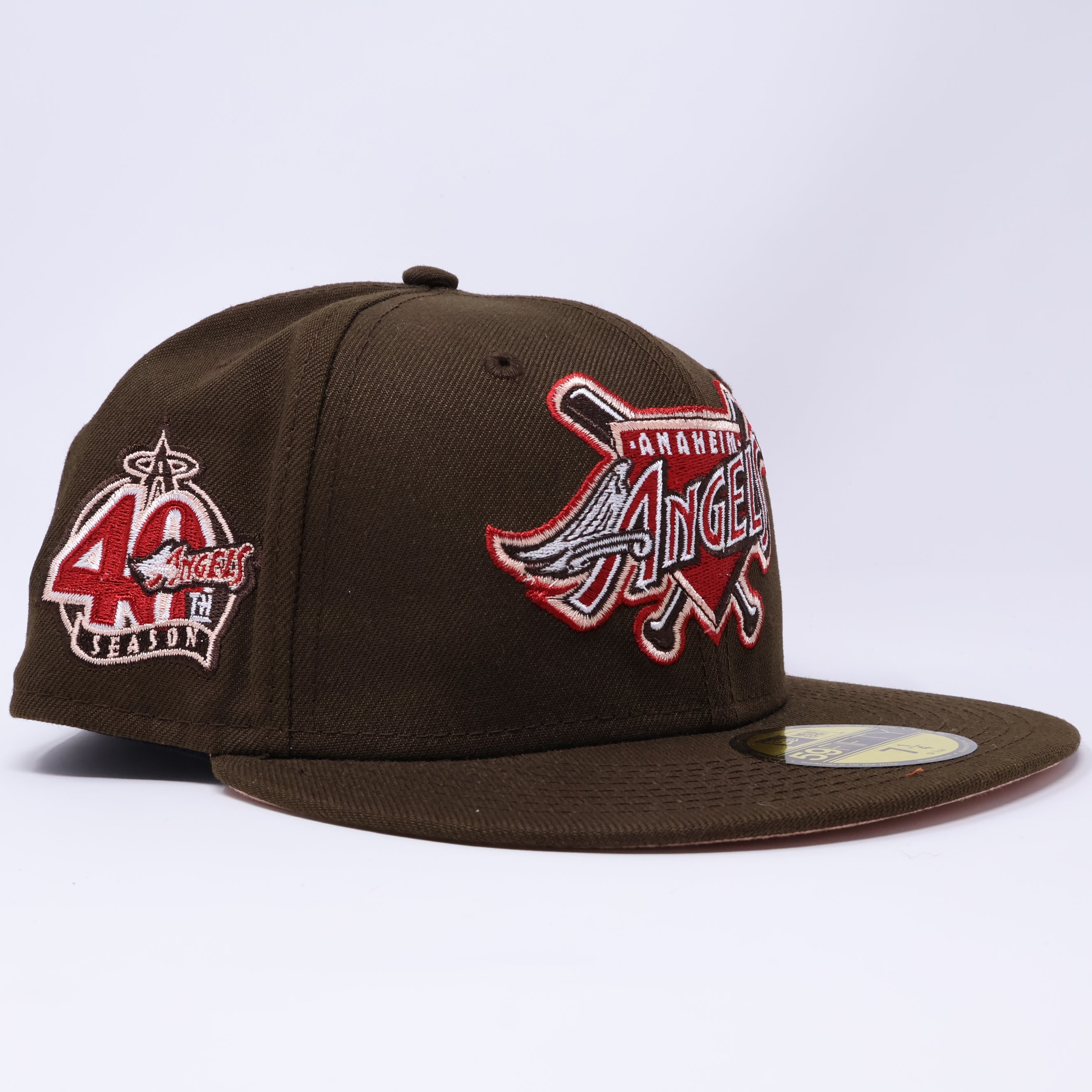 NWT 1/4 Brown Los Angeles Angels 40th Season 59fifty New Era Fitted Hat Cap