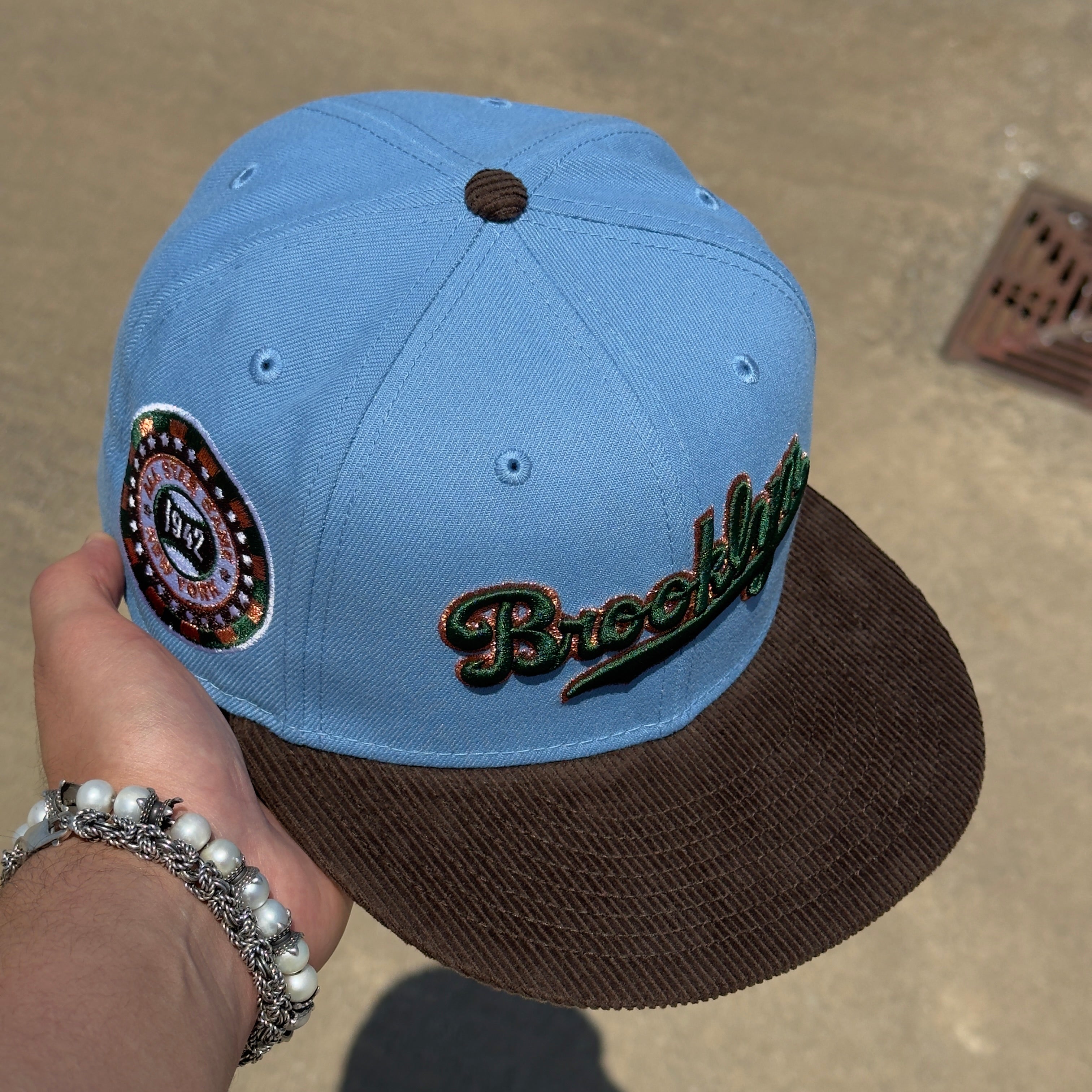 NEW 5/8 Blue Brooklyn Dodgers 1942 ASG Poker Chip 59fifty New Era Fitted Hat Cap