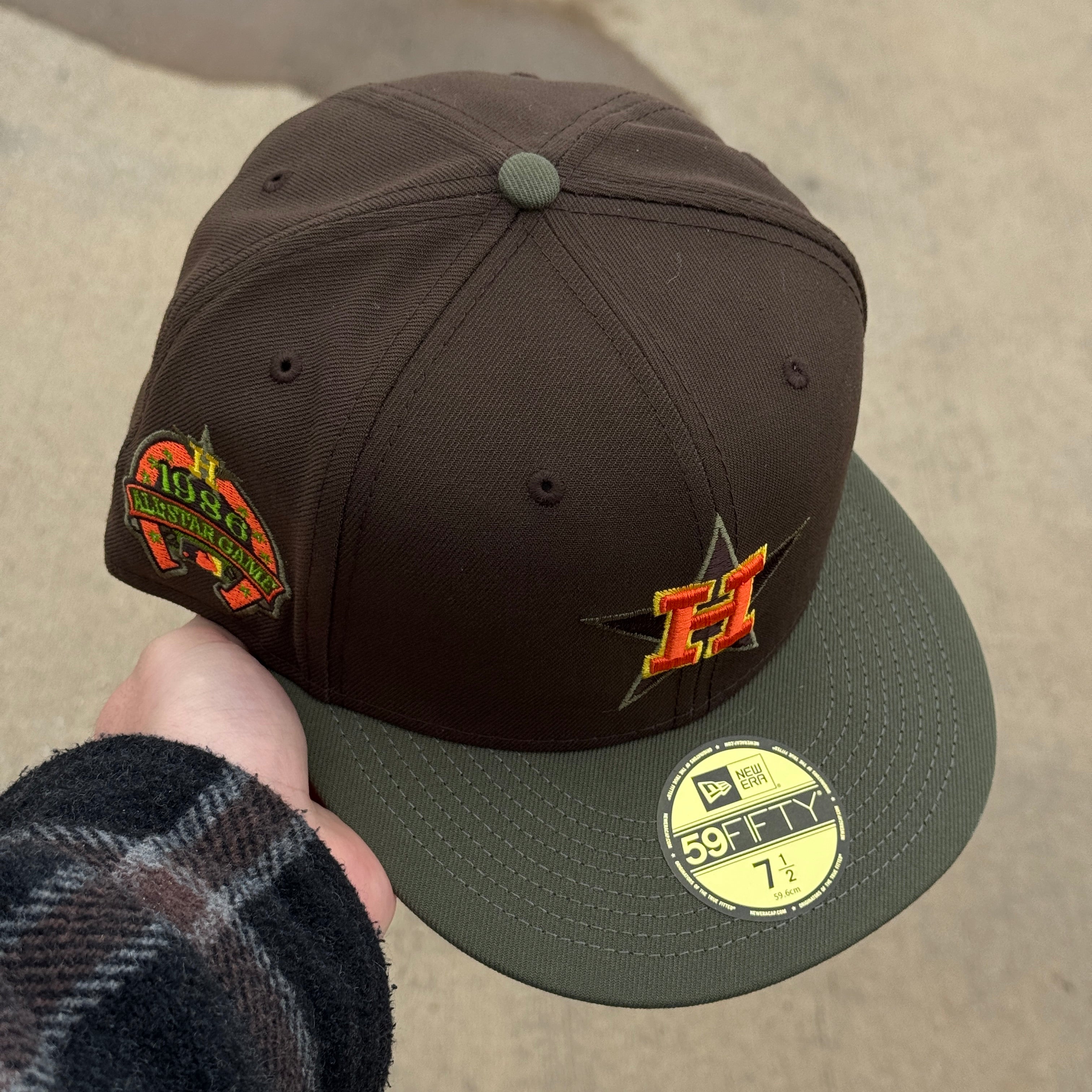 NWT 1/2 Brown Houston Astros 1986 All Star Game 59fifty New Era Fitted Hat Cap