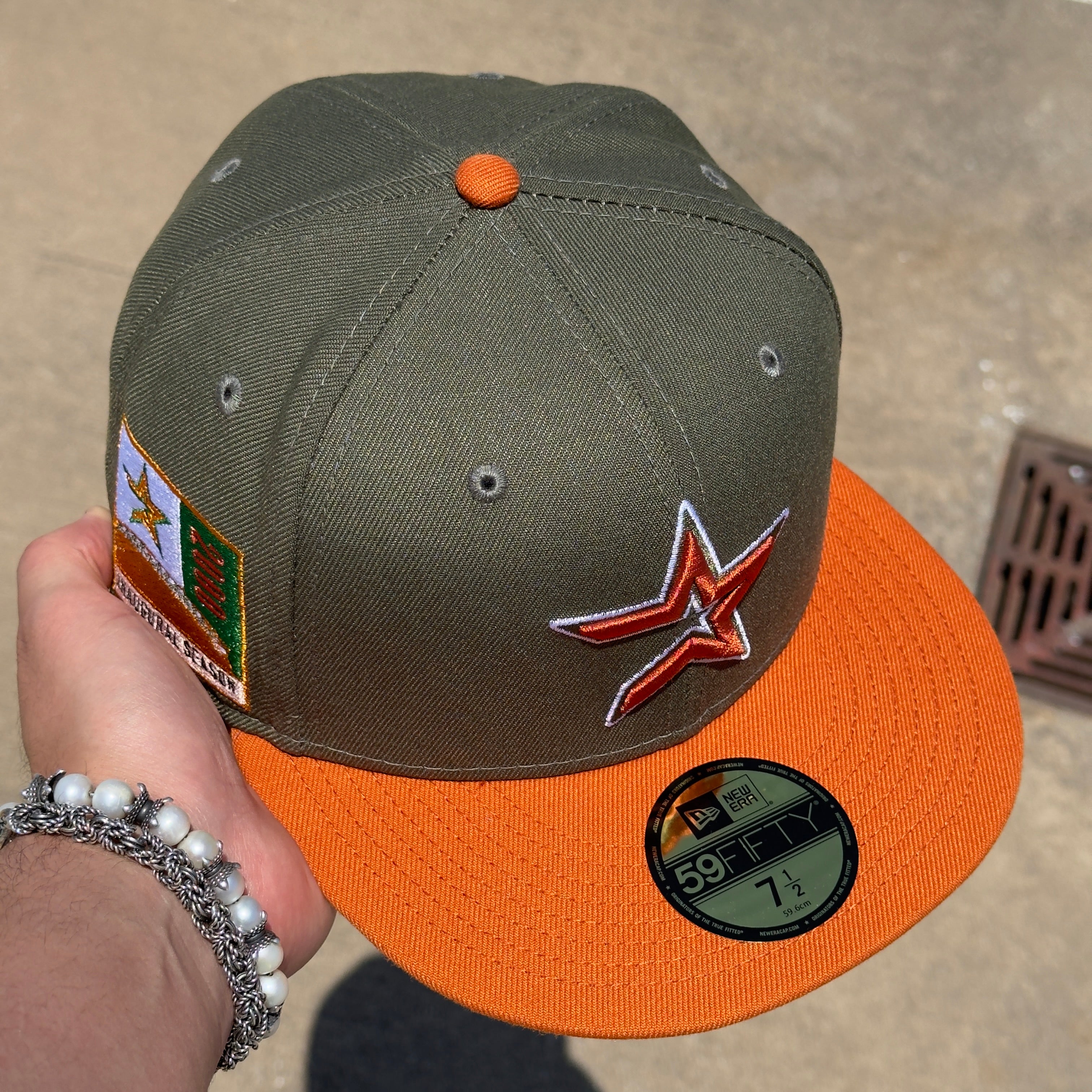 NEW Green Houston Astros 2000 Inaugural Orange 59fifty New Era Fitted Hat Cap