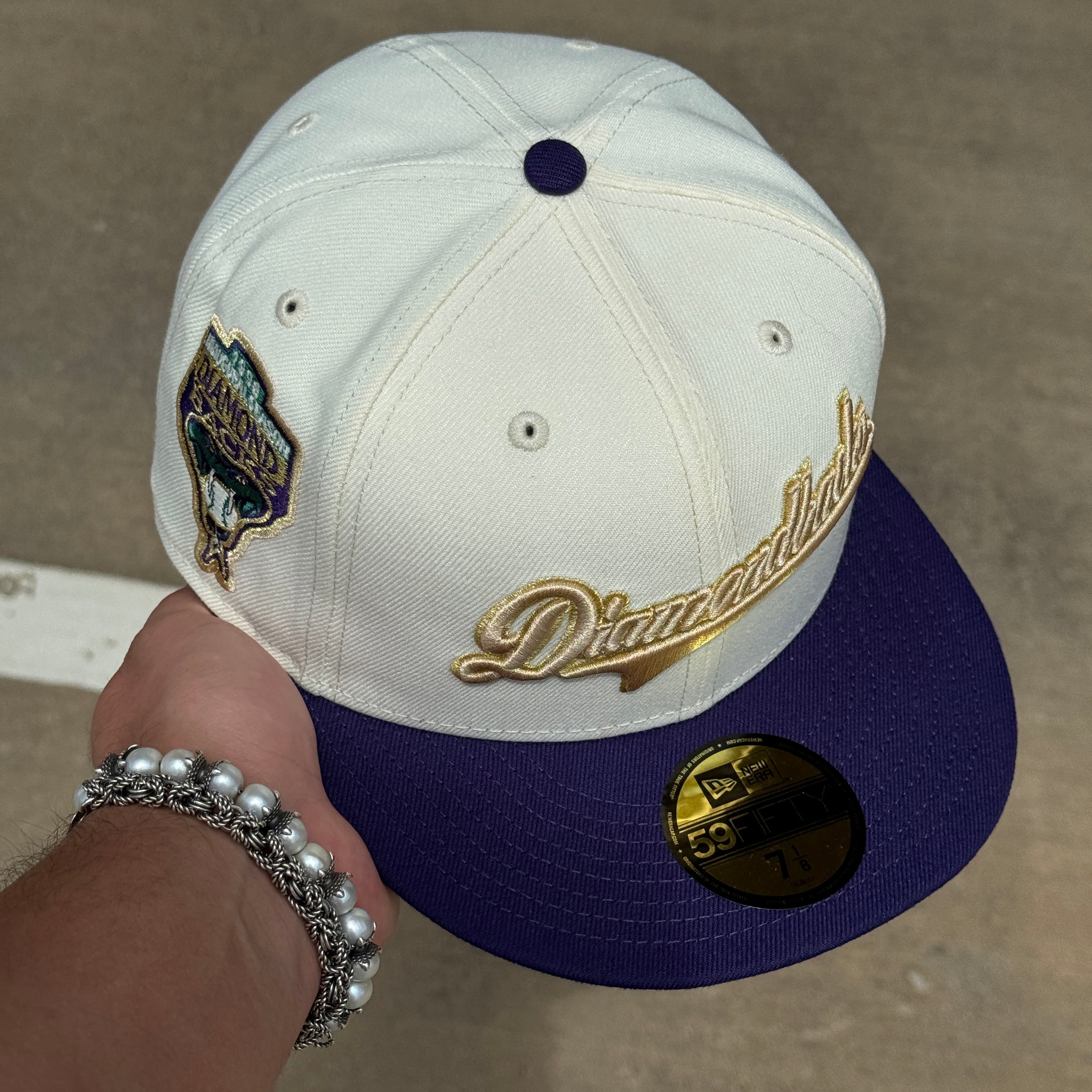 NEW 1/8 Chrome Arizona Diamondbacks 1998 Inaugural Season 59fifty New Era Fitted Hat Cap