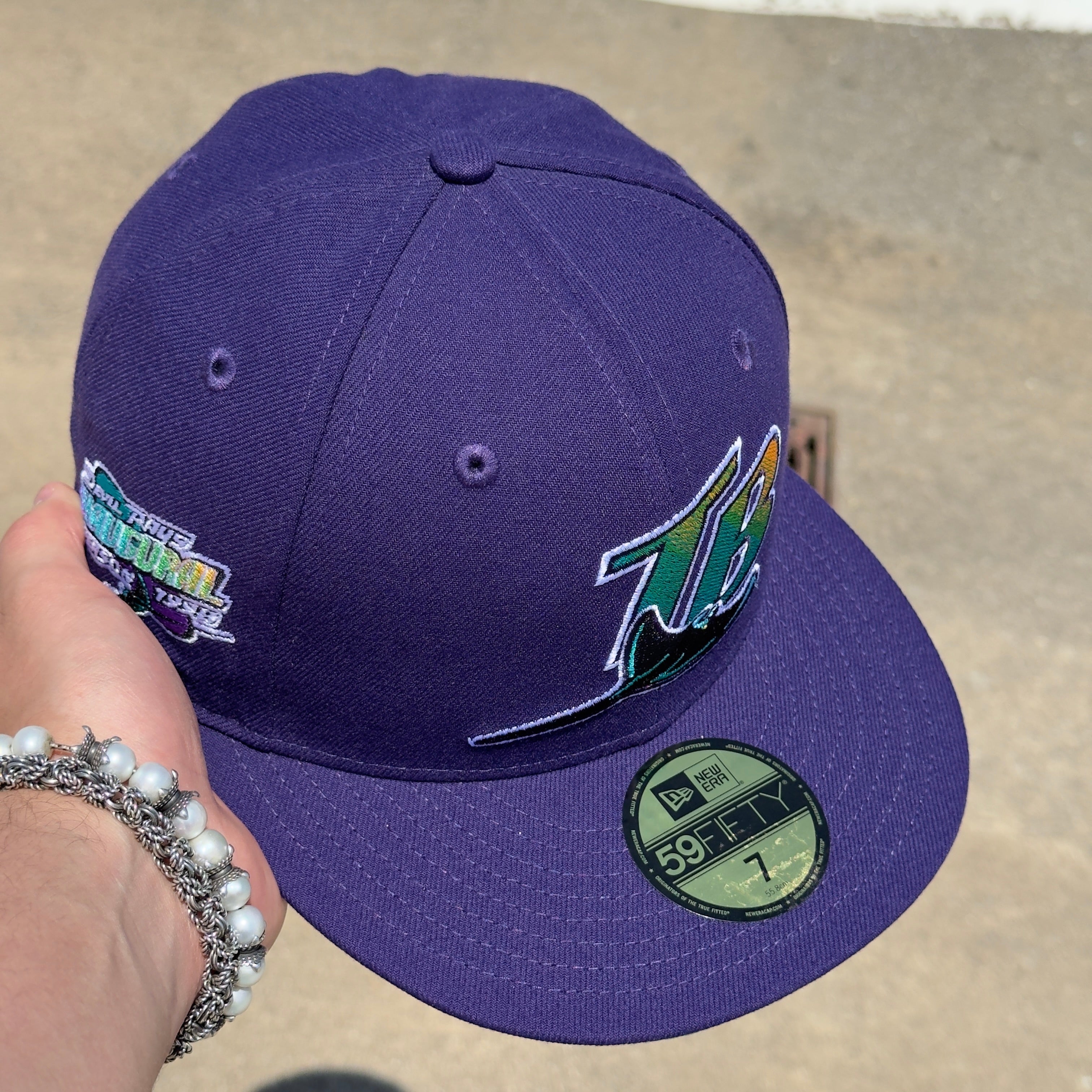 NEW 7 Purple Tampa Bay Devil Rays Season 1990 59fifty New Era Fitted Hat Cap