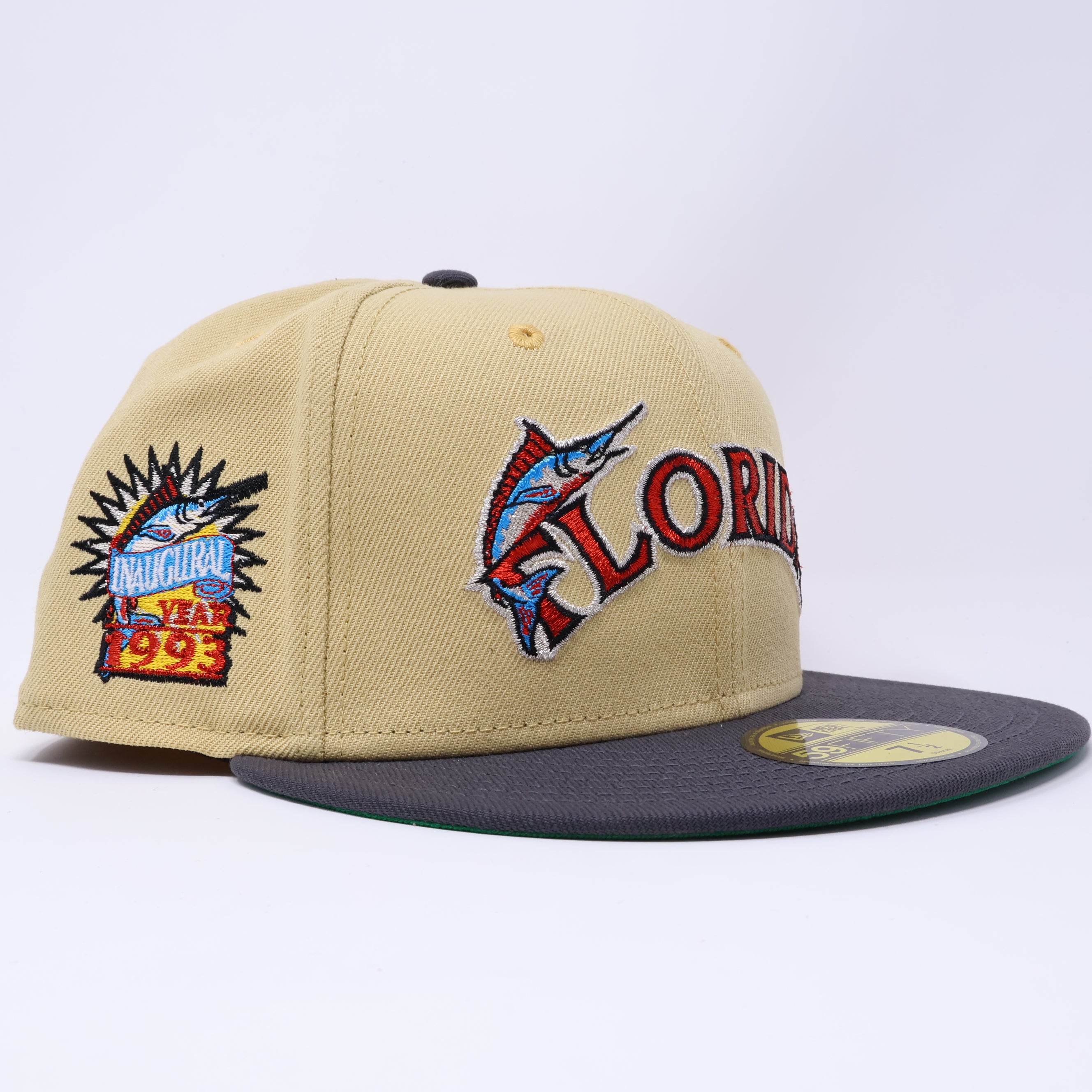 NWT 1/2 Khaki Florida Marlins 1993 Inaugural Field 59fifty New Era Fitted Hat Cap