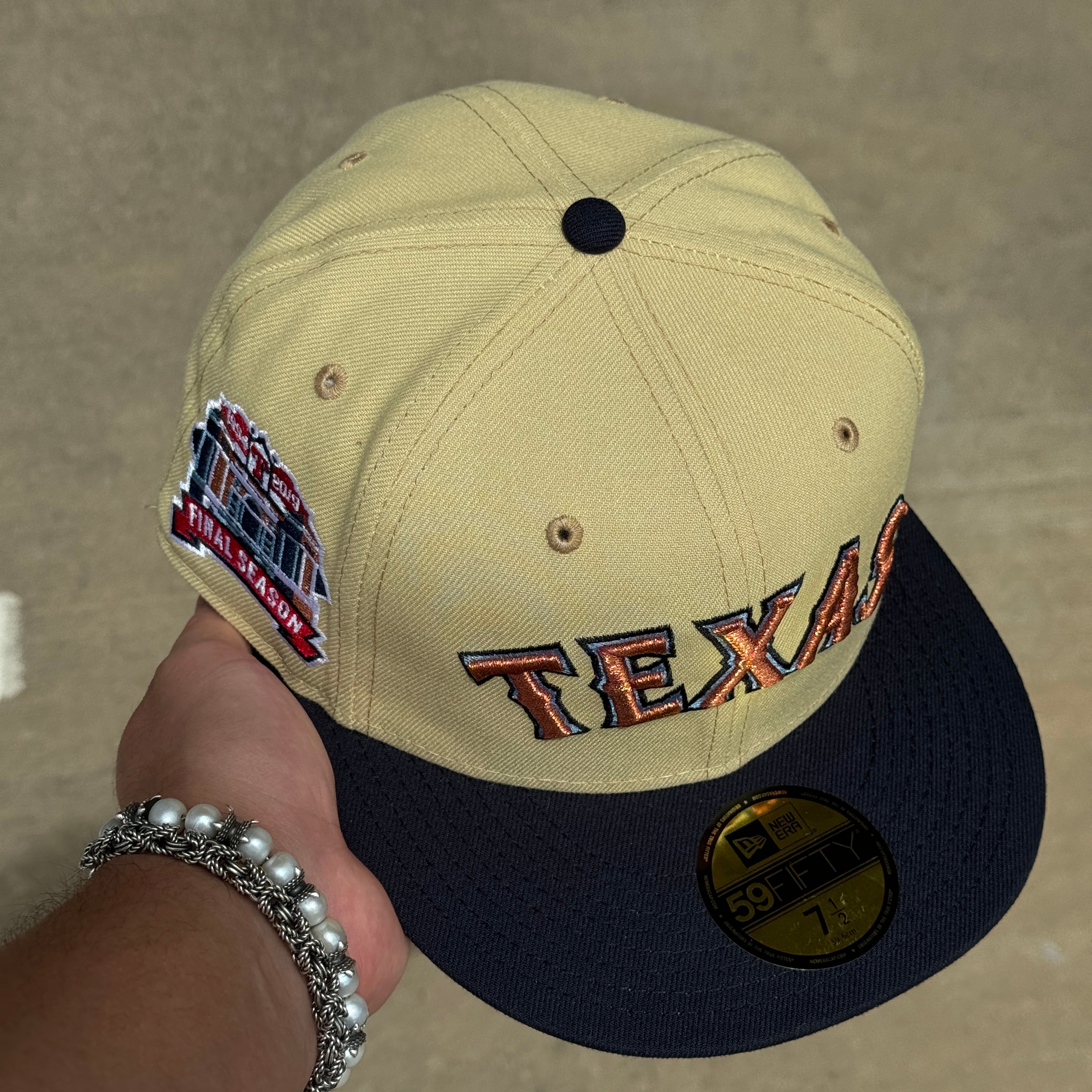 NEW 1/2 Khaki Dallas Texas Rangers Final Season 59fifty New Era Fitted Hat Cap