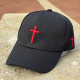 Cross Embroidered Christian Black Baseball Cap Adjustable Hat Jesus Simple