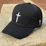 Cross Embroidered Christian Black Baseball Cap Adjustable Hat Jesus Simple