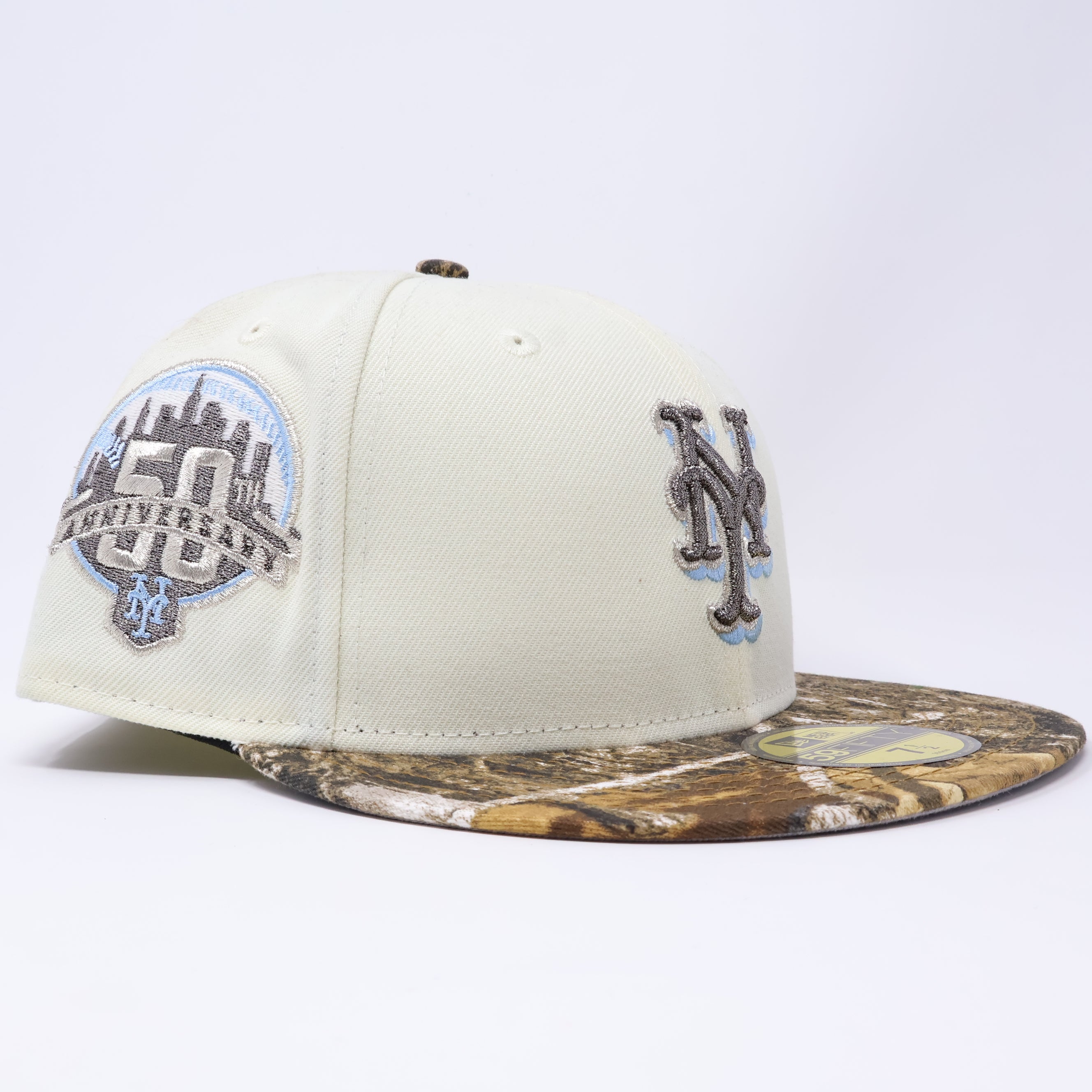 NWT 1/2 Chrome New York Mets 50th Anniversary  59fifty New Era Fitted Hat Cap