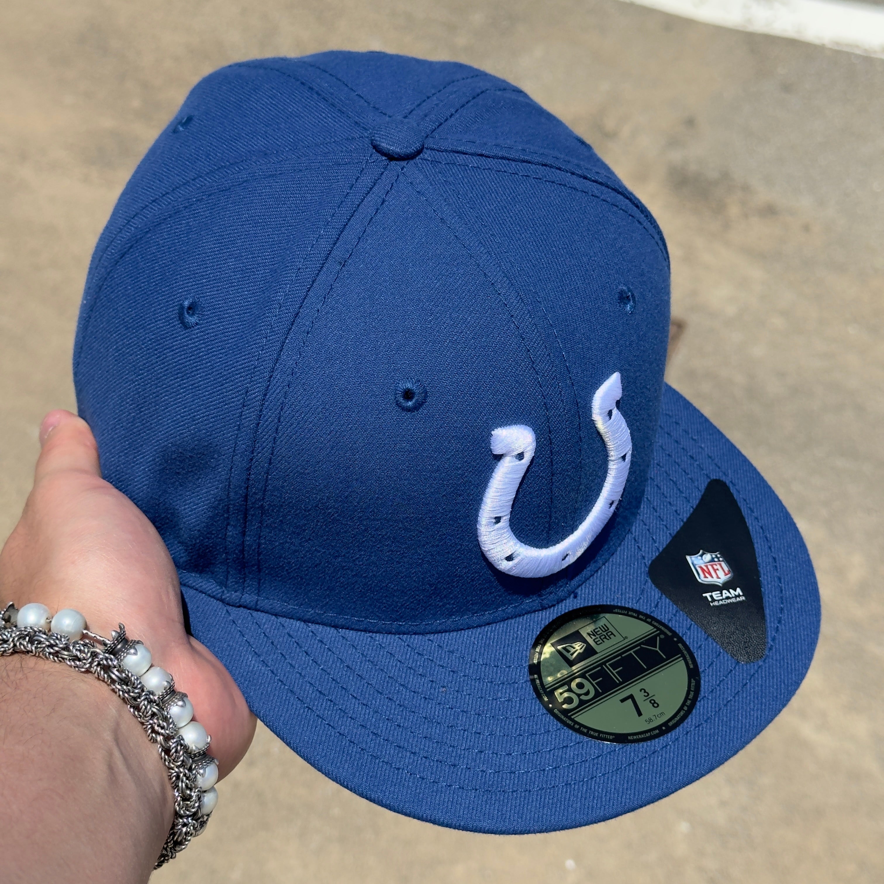 NEW 7 3/8 Blue Indianapolis Colts NFL Onfield 59fifty New Era Fitted Hat Cap