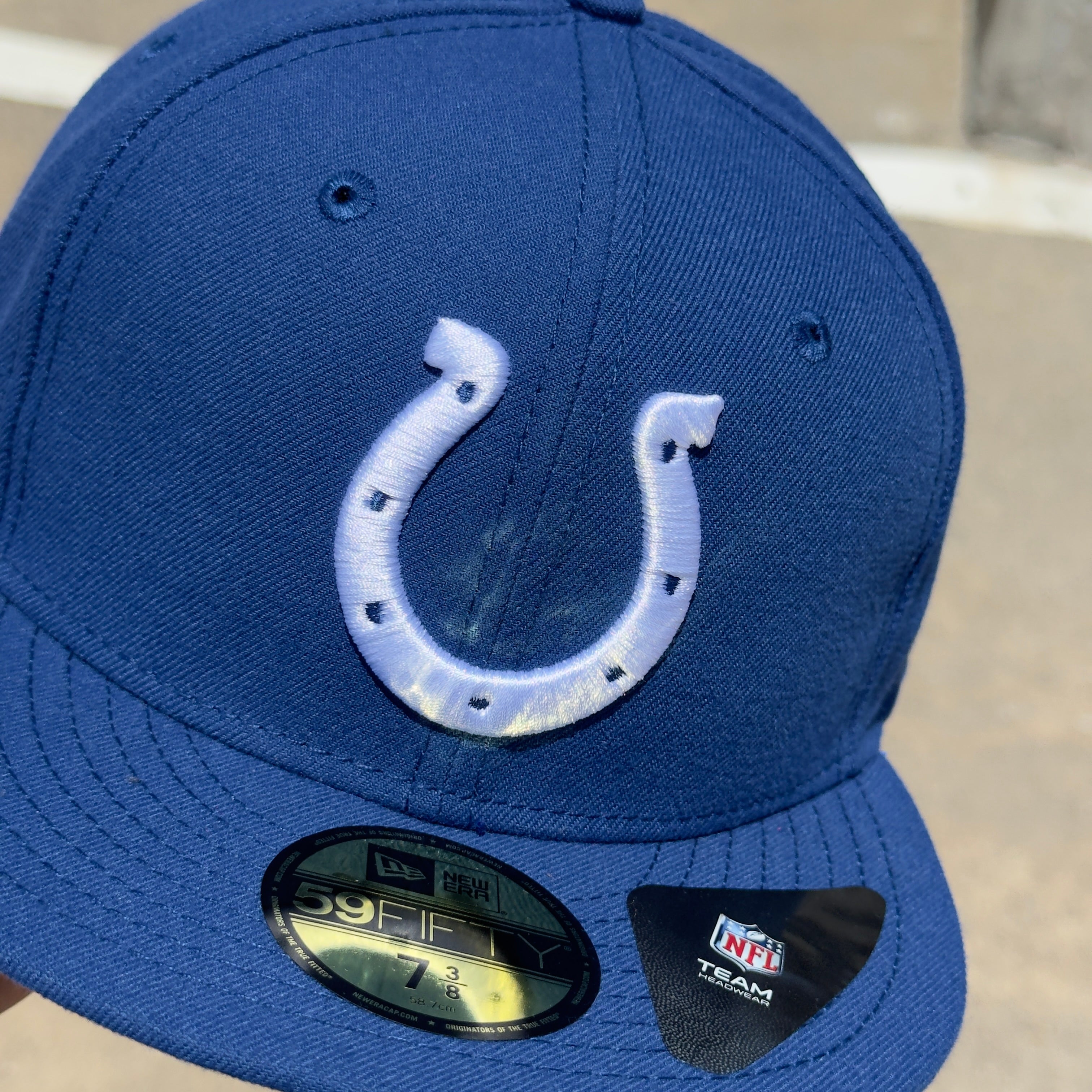 NEW 7 3/8 Blue Indianapolis Colts NFL Onfield 59fifty New Era Fitted Hat Cap