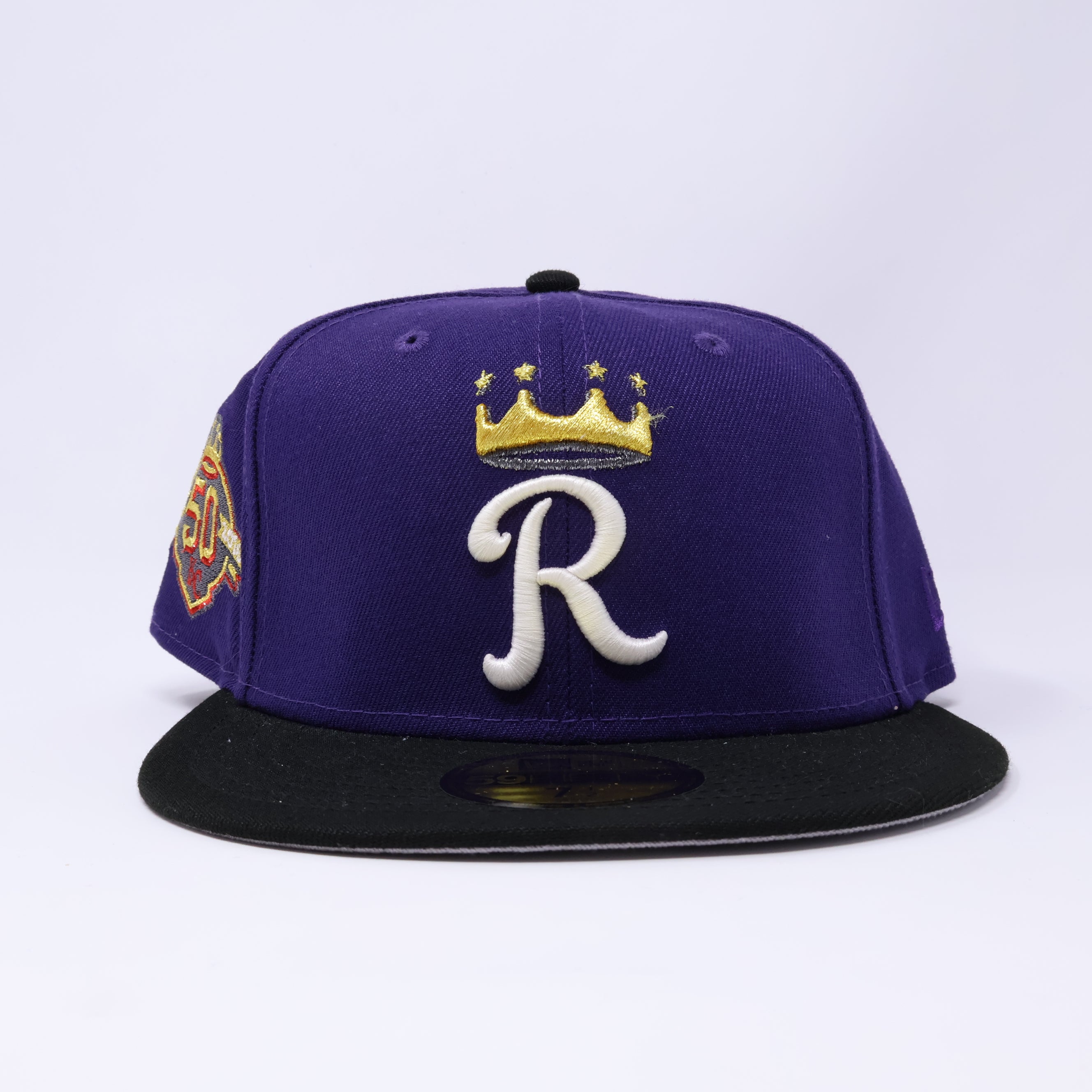 NWT 1/2 Purple Kansas City Royals 50th Anniversary 59fifty New Era Fitted Hat Cap