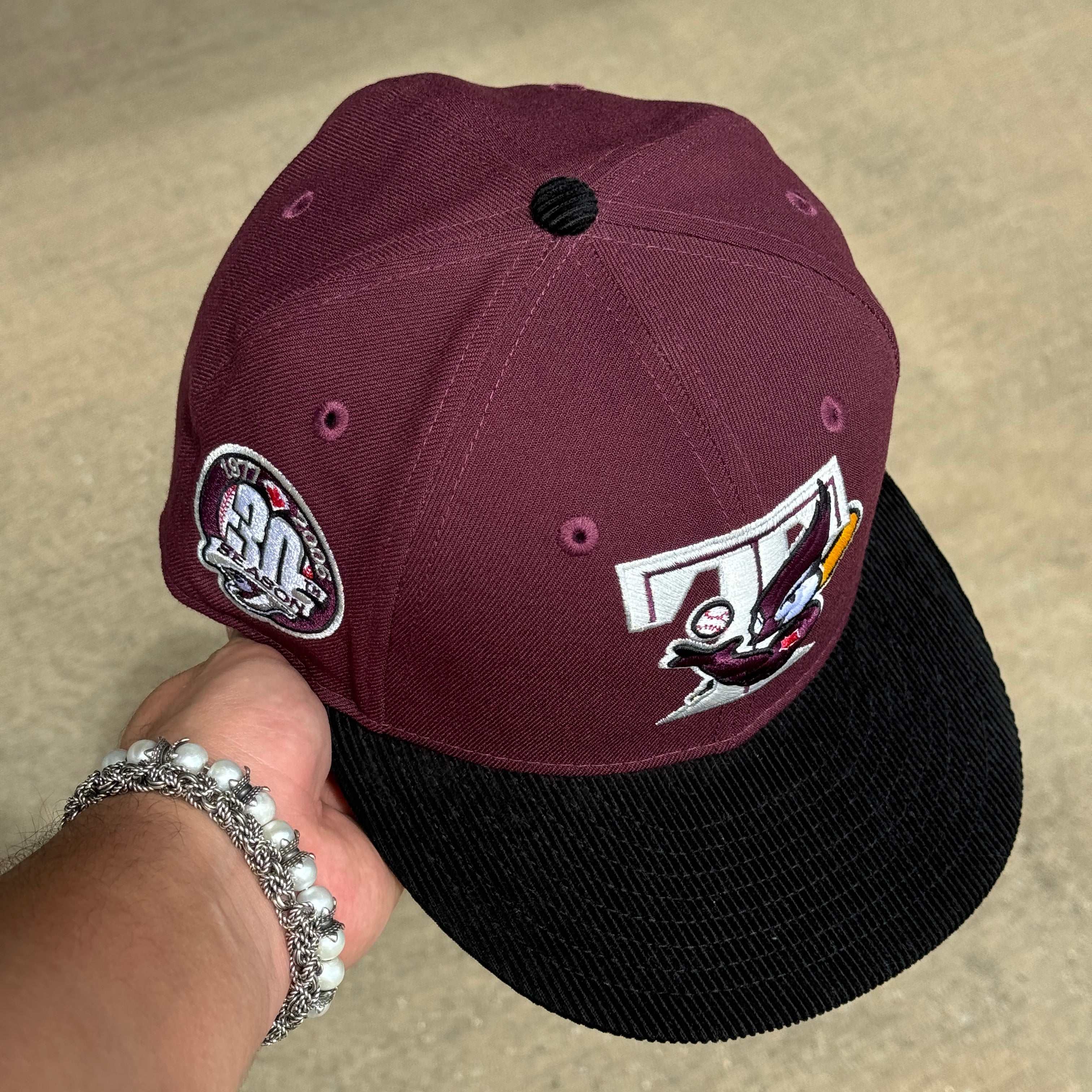 USED 3/4 Maroon Toronto Blue Jays 30th Season 59fifty New Era Fitted Hat Cap