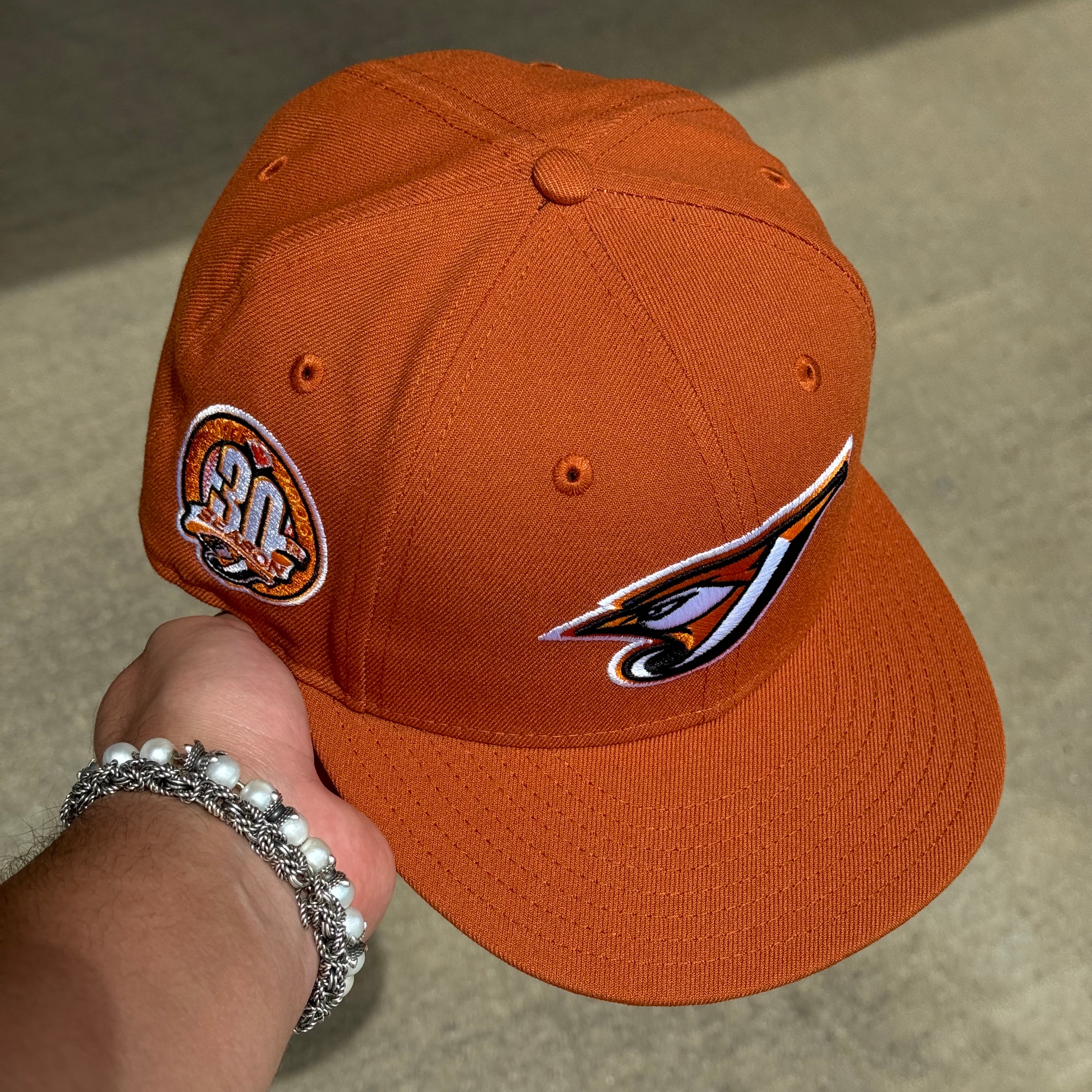 USED 3/4 Rust Orange Toronto Blue Jays 30th Season 59fifty  New Era Fitted Hat Cap