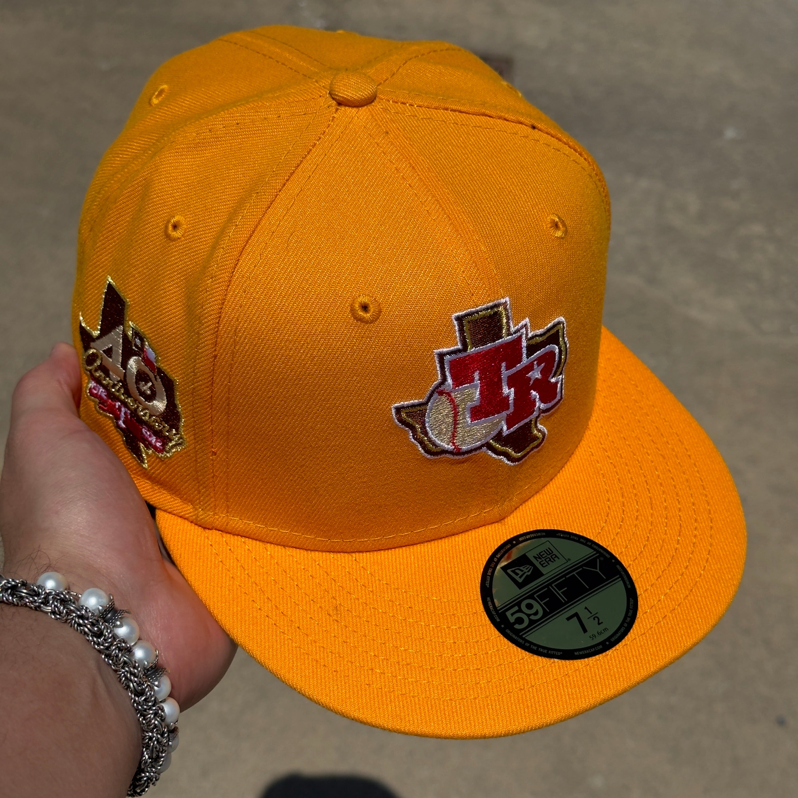 1/2 NEW Yellow Dallas Texas Rangers 40th Anniversary Hatclub 59fifty New Era Fitted Hat Cap