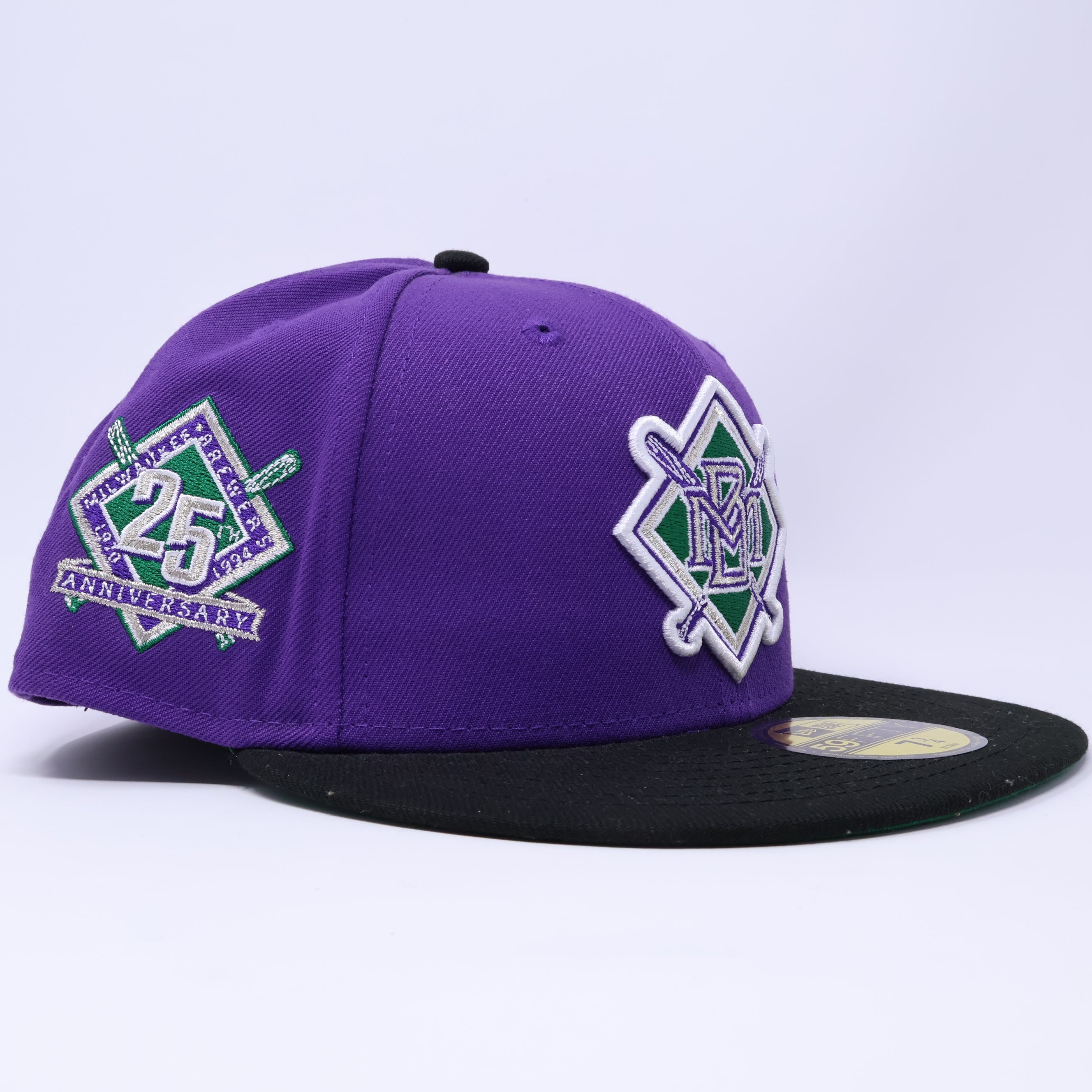 NWT 3/4 Purple Milwaukee Brewers 25th Anniversary 59fifty New Era Fitted Hat Cap