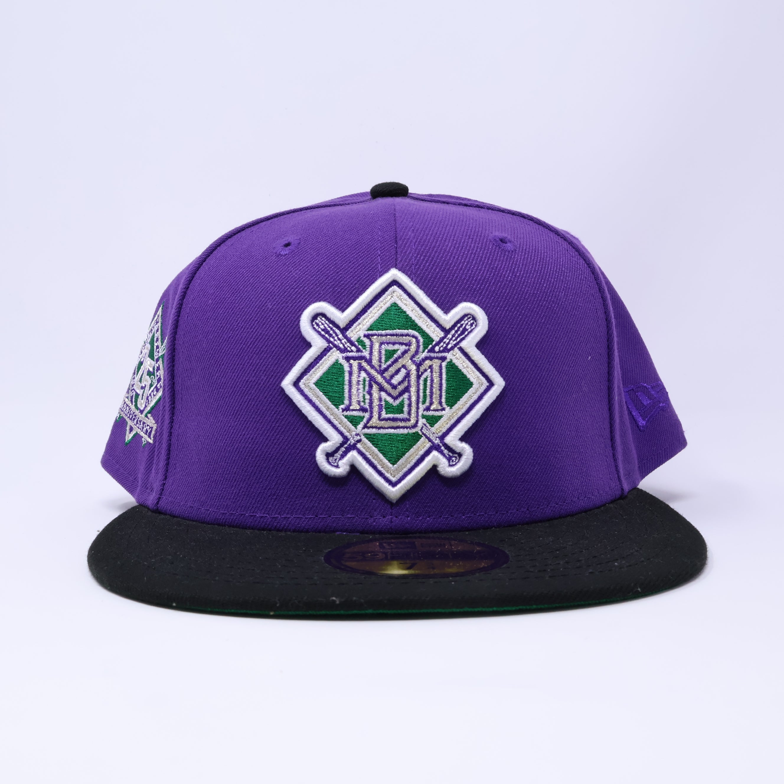 NWT 3/4 Purple Milwaukee Brewers 25th Anniversary 59fifty New Era Fitted Hat Cap