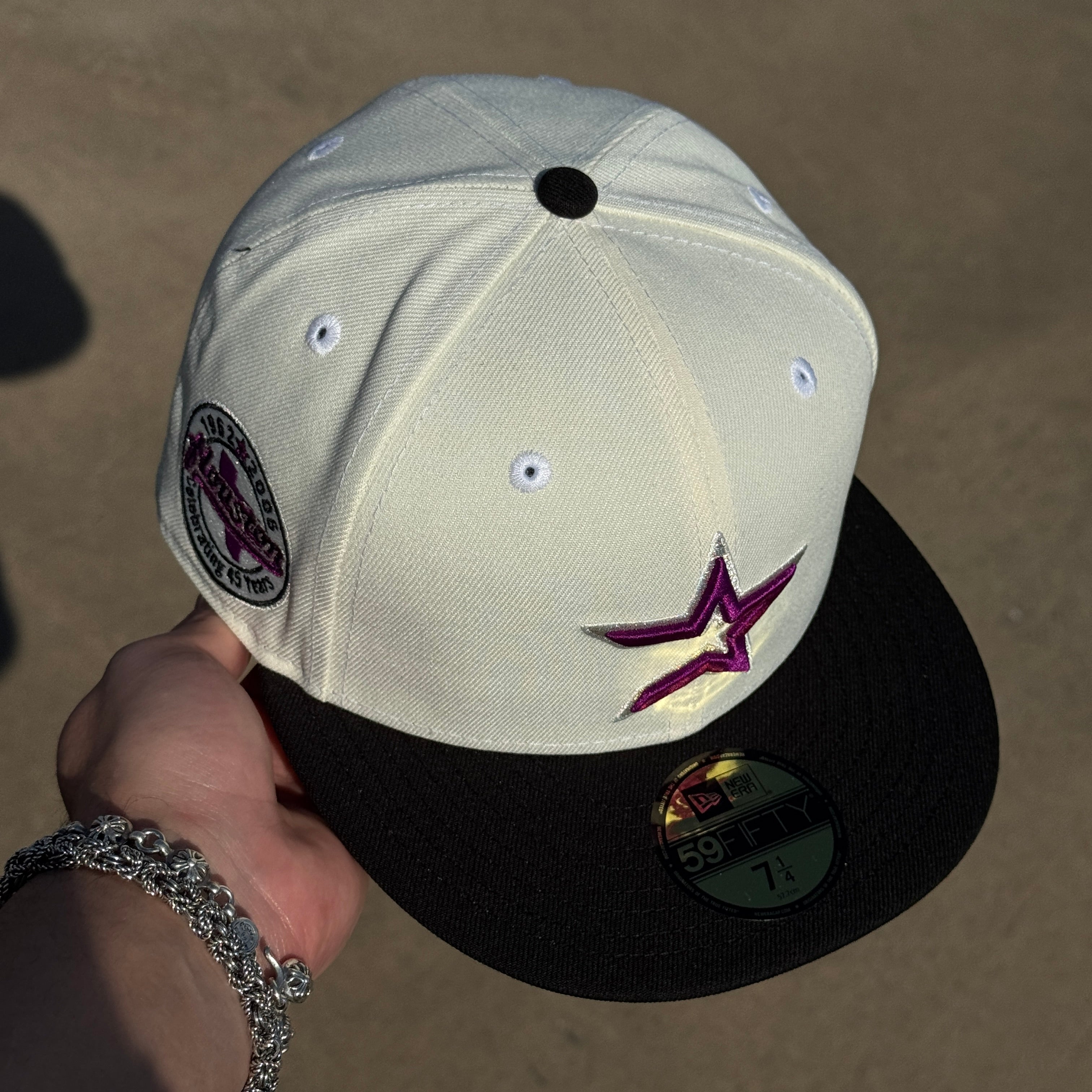 NWT Chrome Houston Astros Celebrating 45 Years 59fifty New Era Fitted Hat Cap