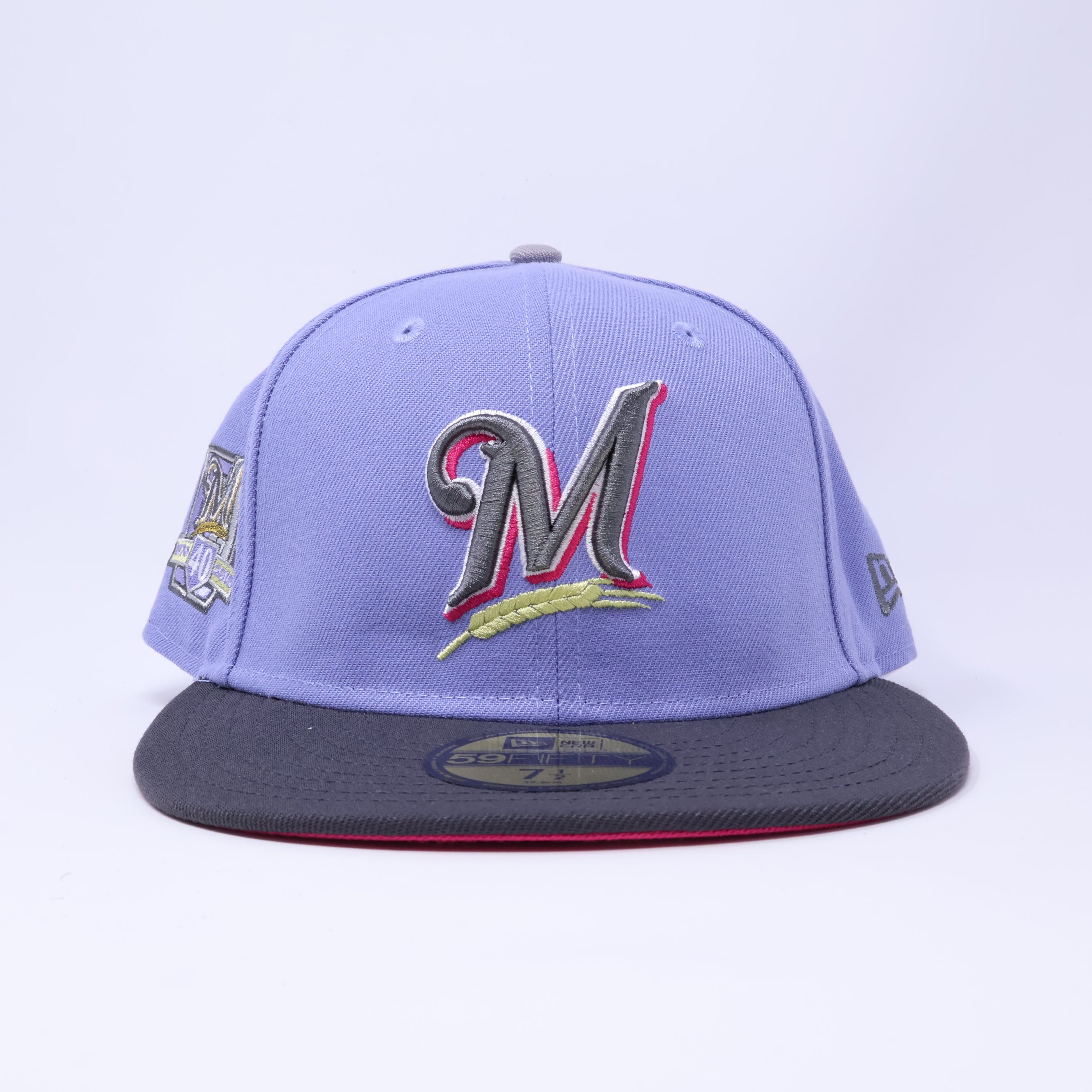 NWT 1/4 Purple Milwaukee Brewers 40th Anniversary 59fifty New Era Fitted Hat Cap