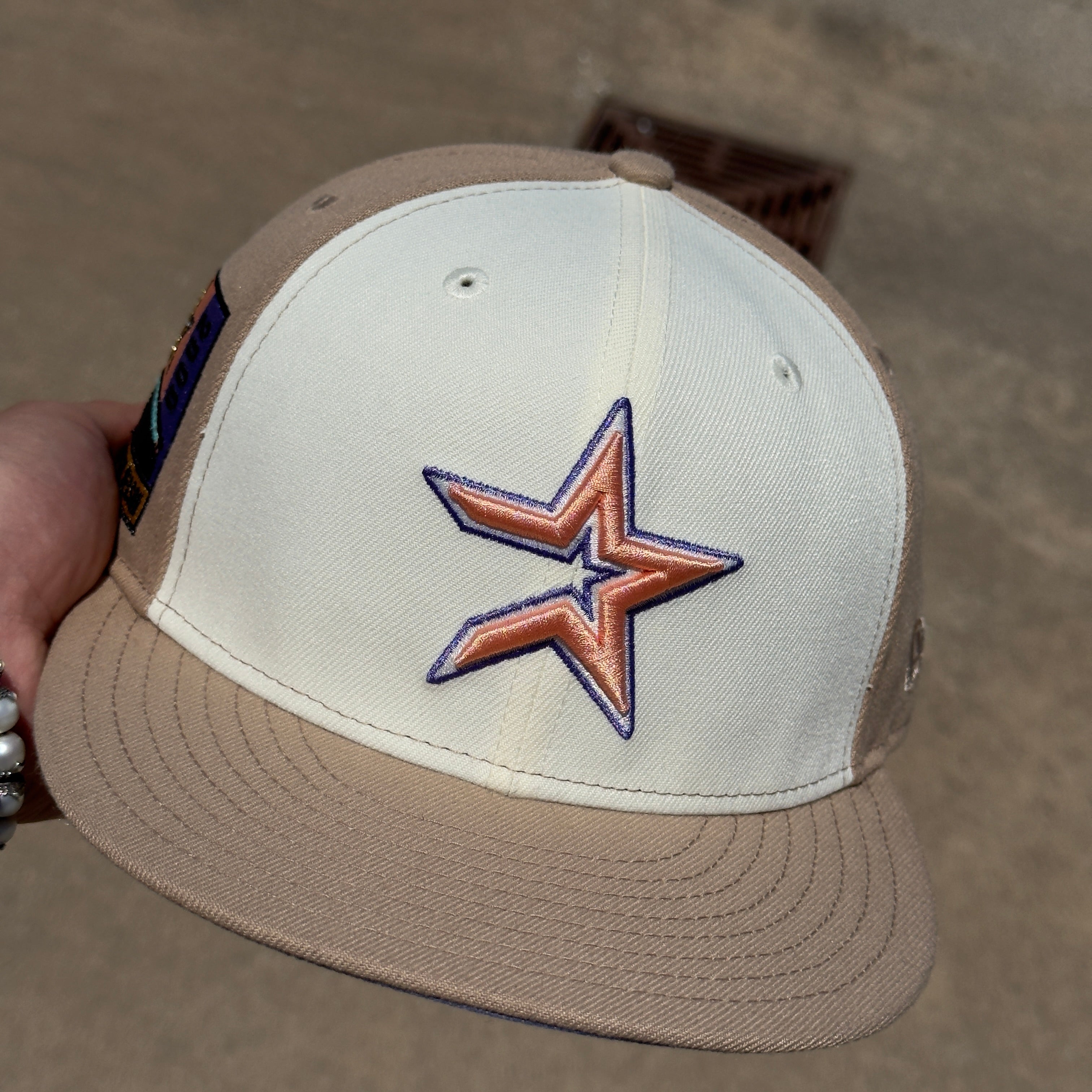 1/2 USED Khaki Houston Astros 2000 Inaugural Season 59fifty New Era Fitted Hat Cap