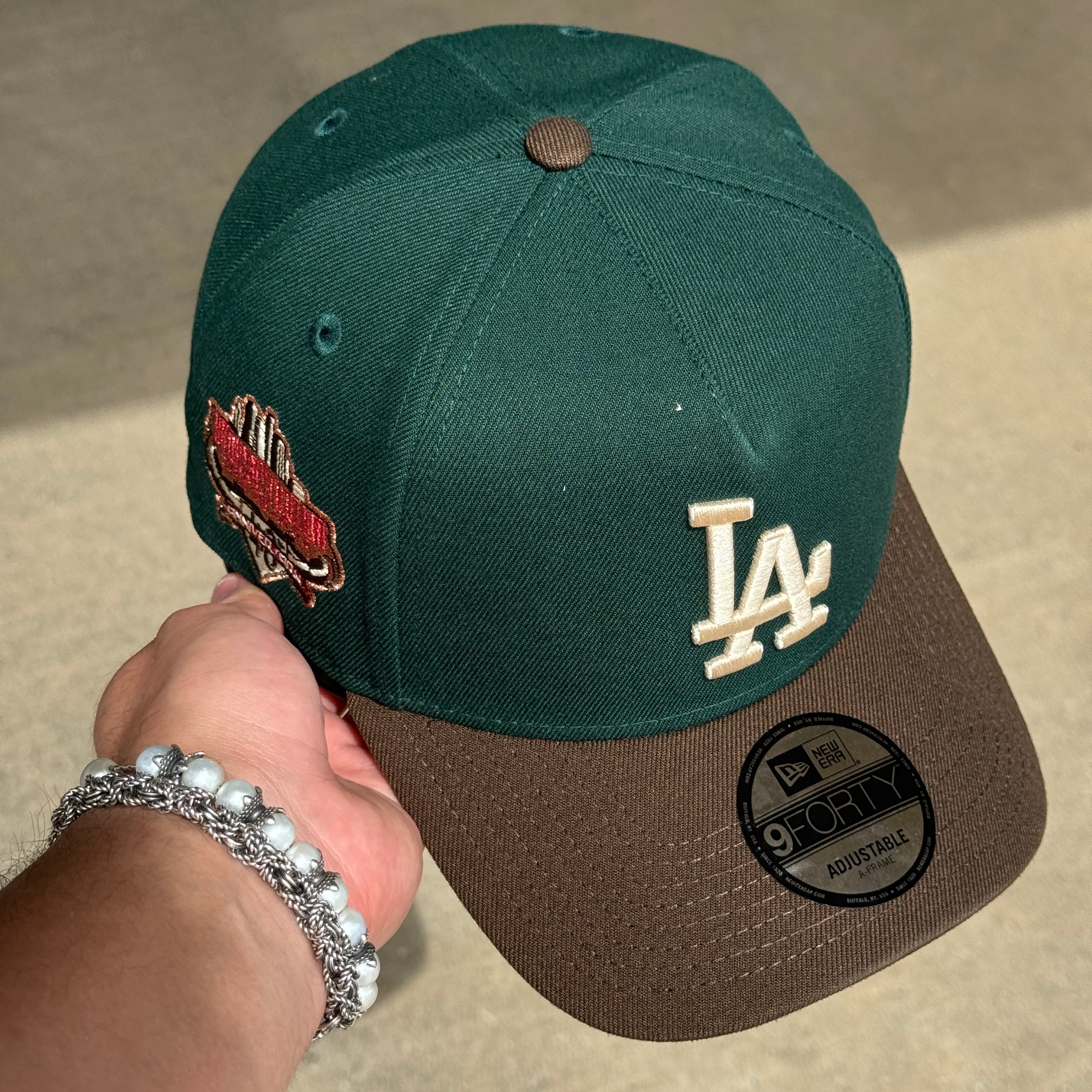 NEW Green Los Angeles 40th Anniversary 9Forty A Frame Snapback New Era Cap Dad Hat Sun