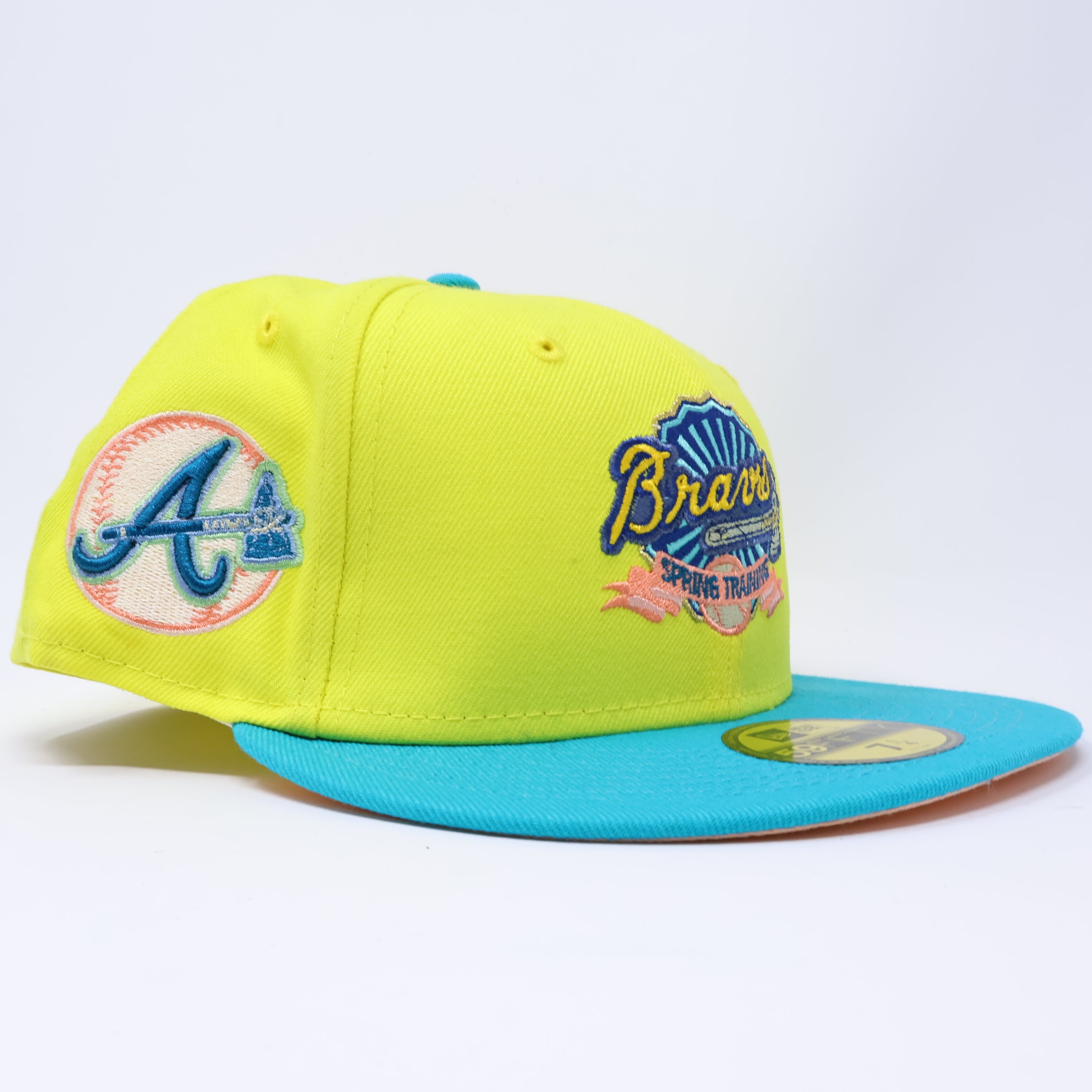NWT 1/4 Yellow Atlanta Braves Spring Training 59fifty New Era Fitted Hat Cap